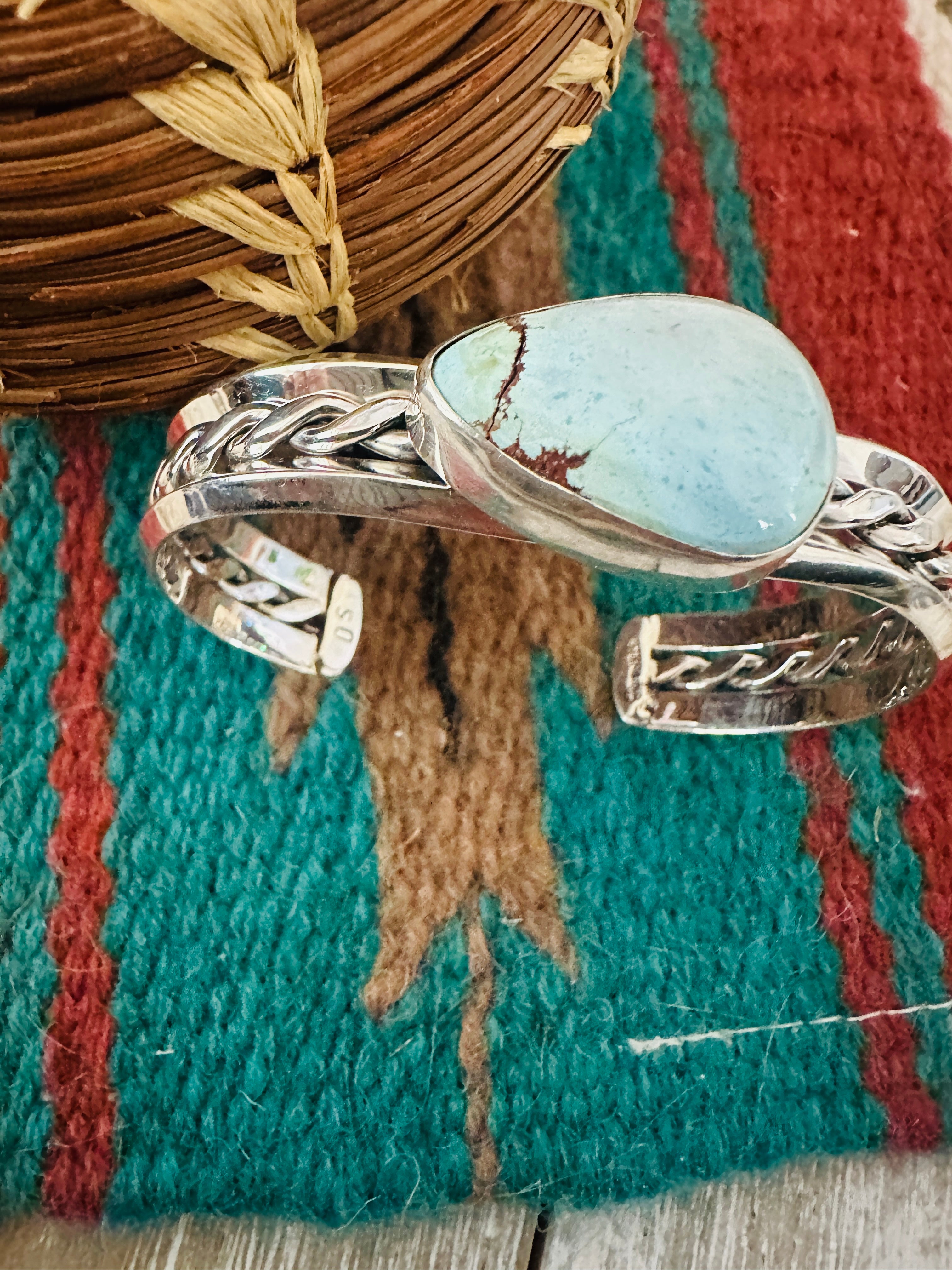 Handcrafted Sterling Silver & Golden Hills Turquoise Cuff Bracelet