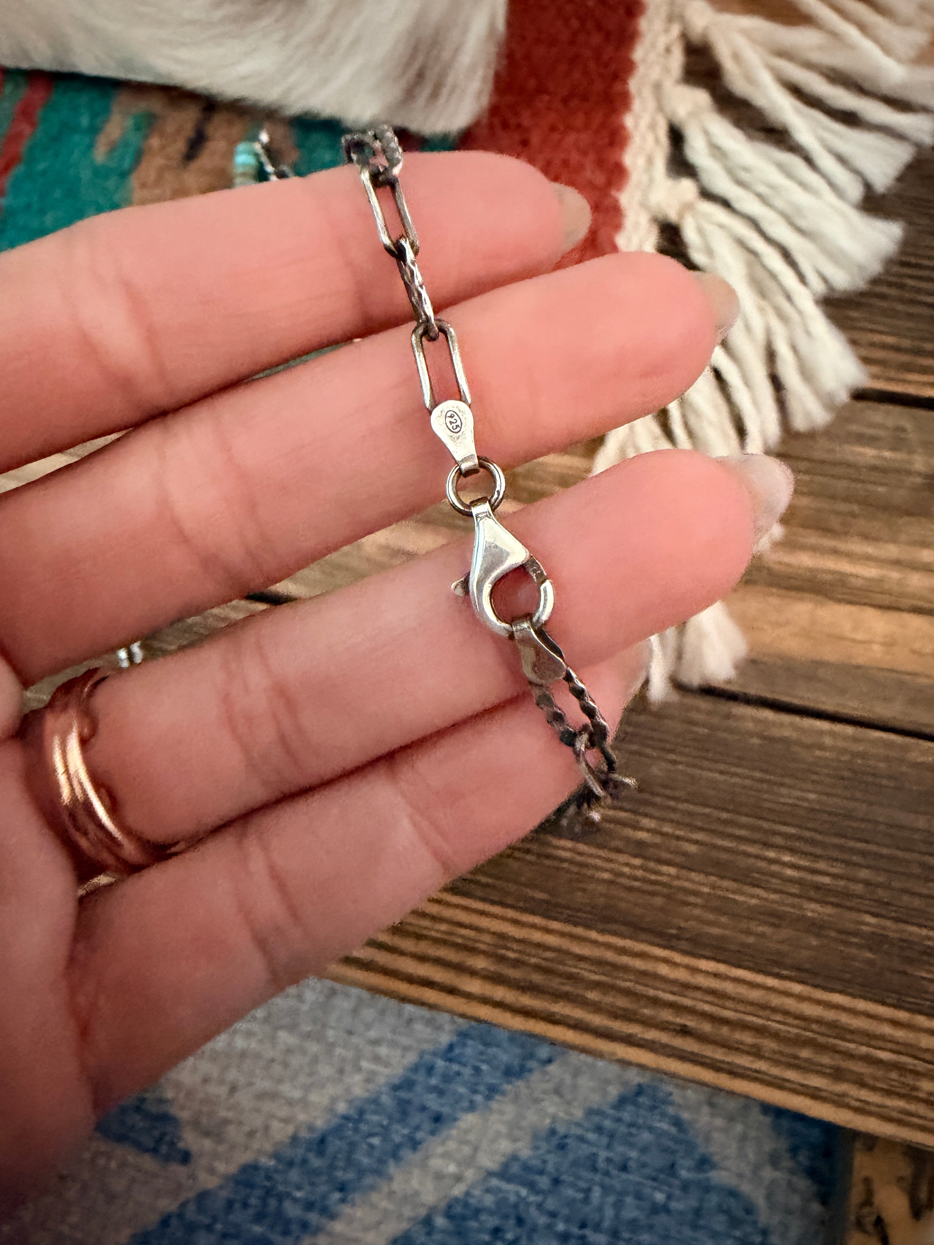 Handmade Sterling Silver & Turquoise Beaded Necklace