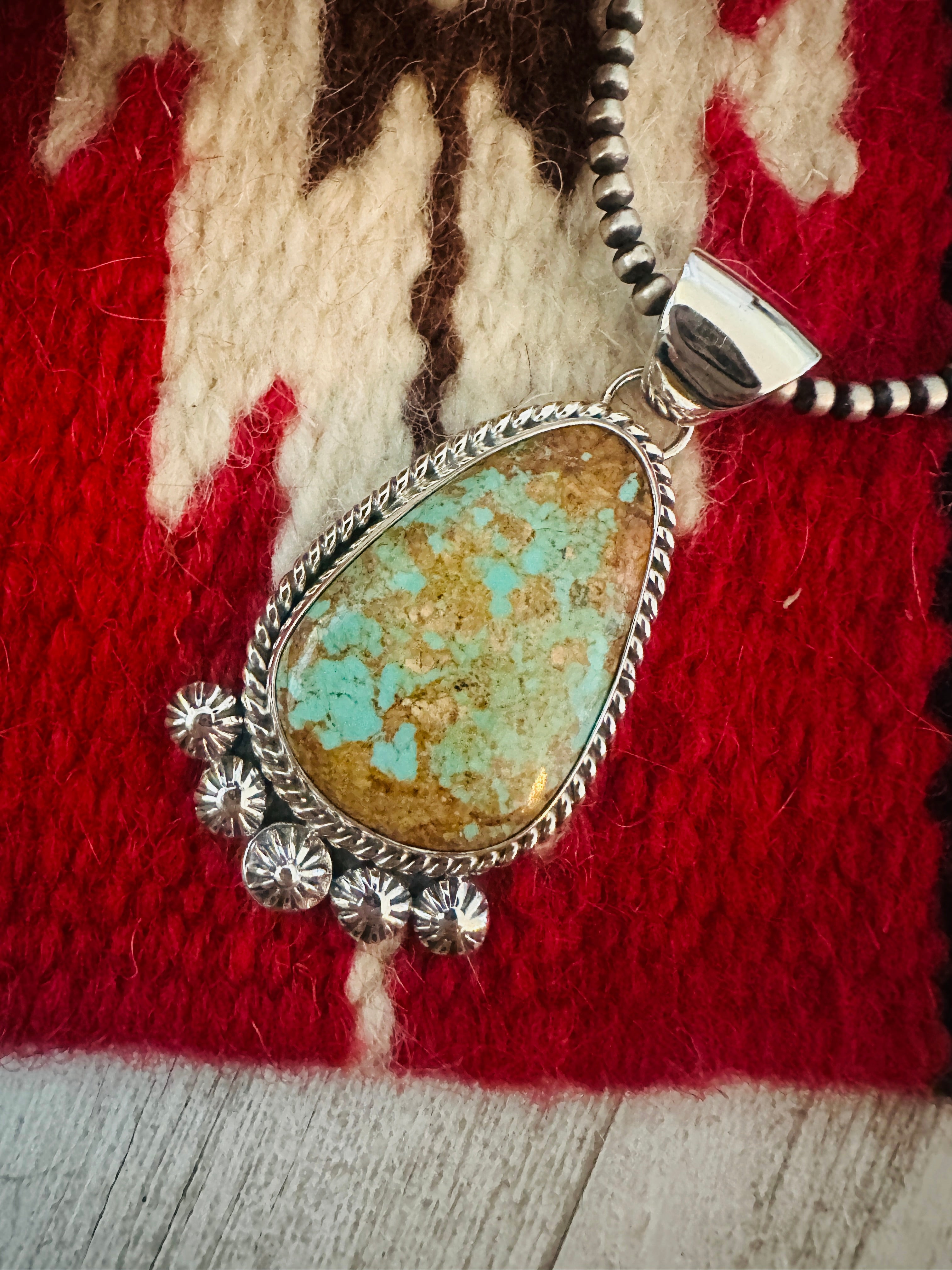 Navajo Number 8 Turquoise & Sterling Silver Pendant