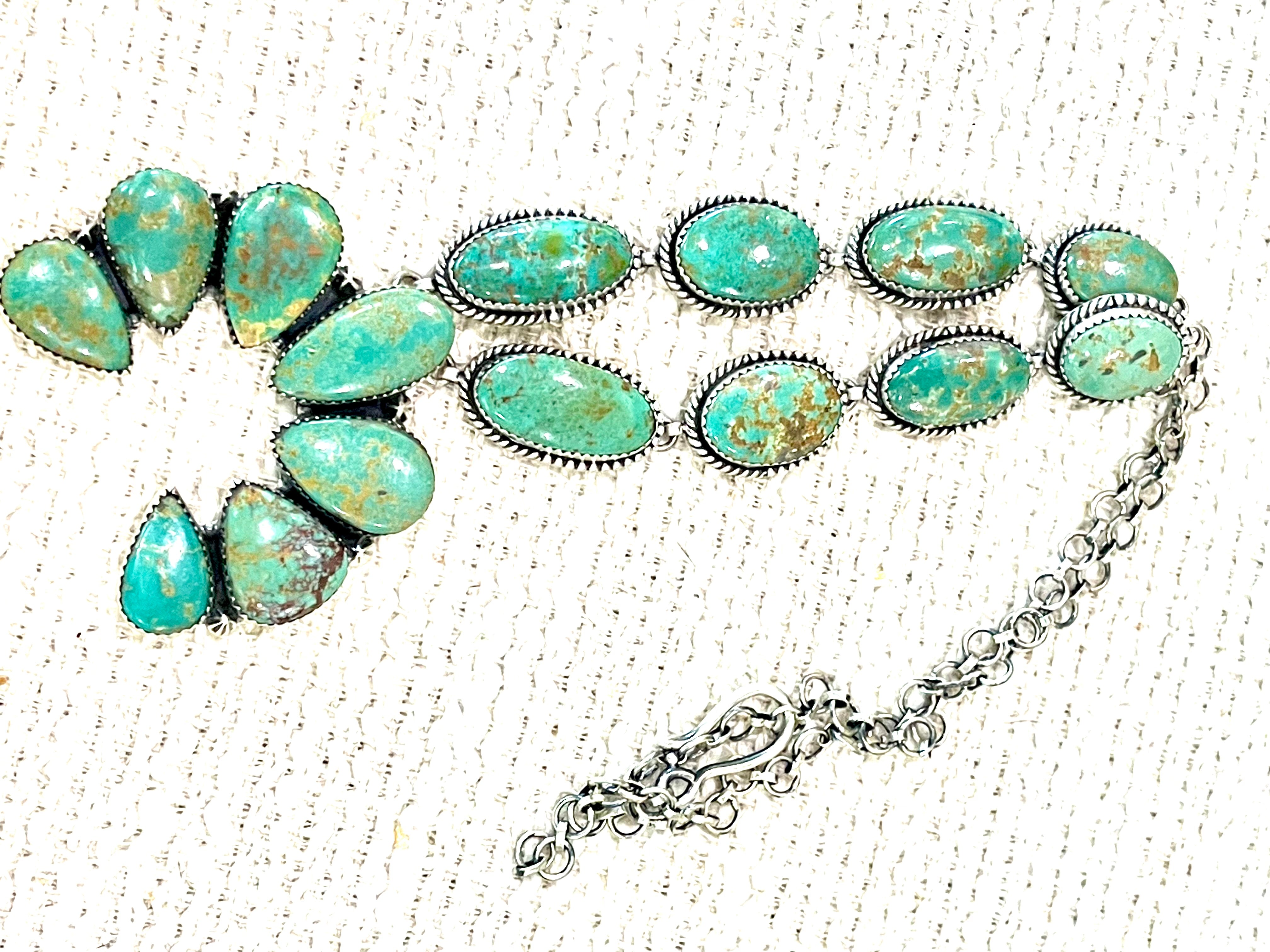Handcrafted Sterling Silver & Royston Turquoise Naja Necklace