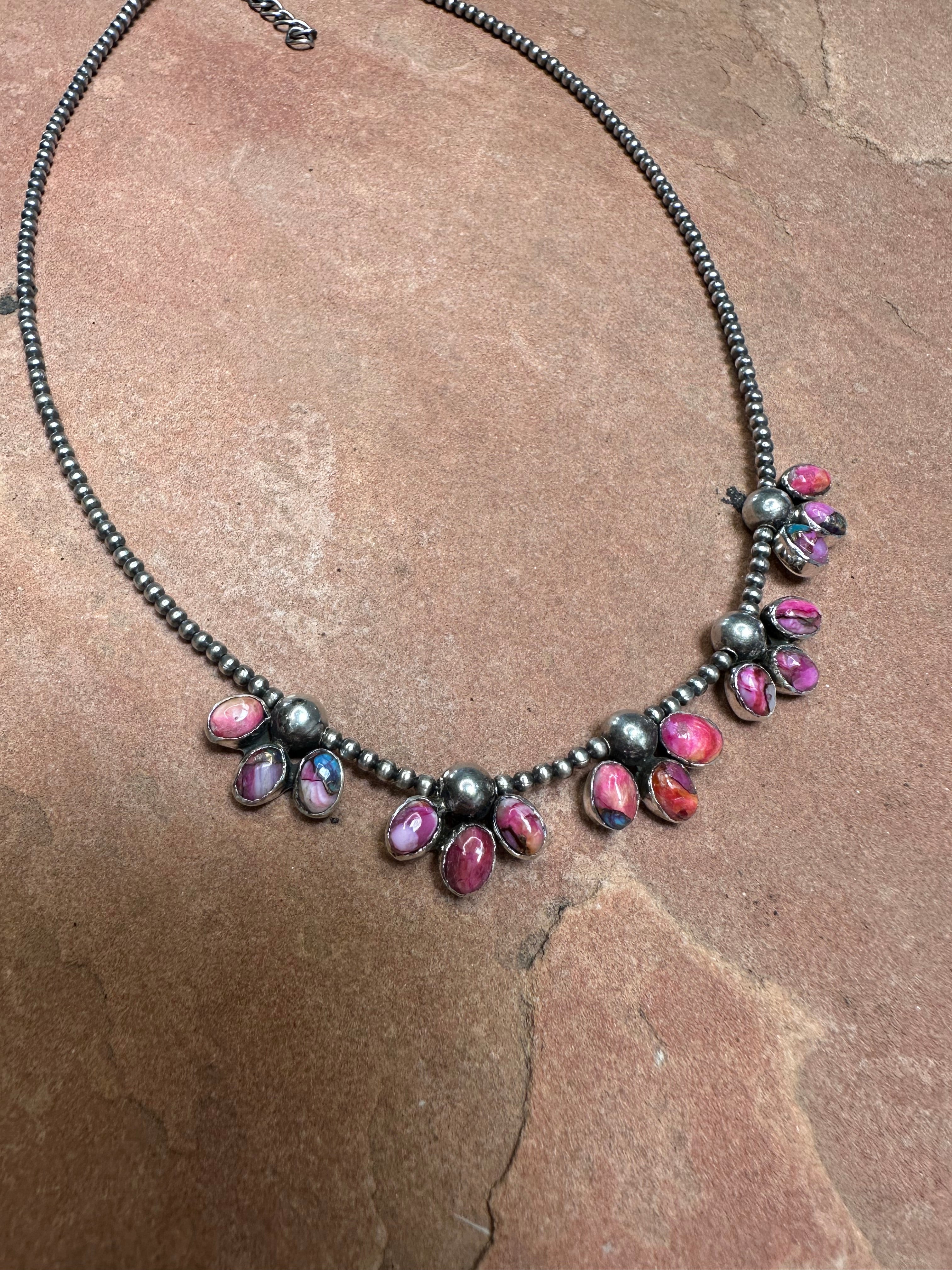 “The Mini Sunny” Beautiful Handmade Sterling Silver & Pink Dream Mojave Necklace