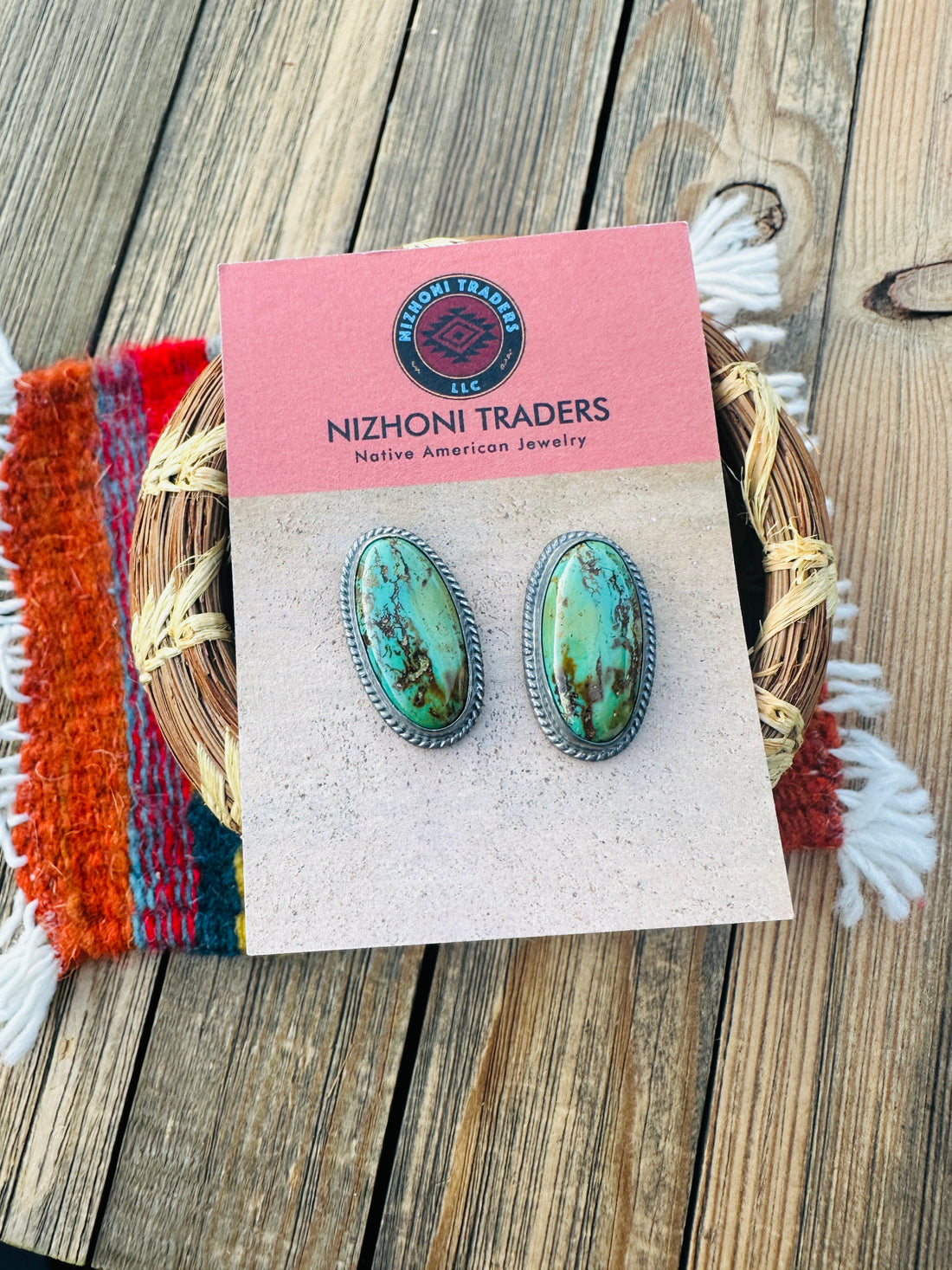 Handcrafted Sterling Silver & Royston Turquoise Post Earrings