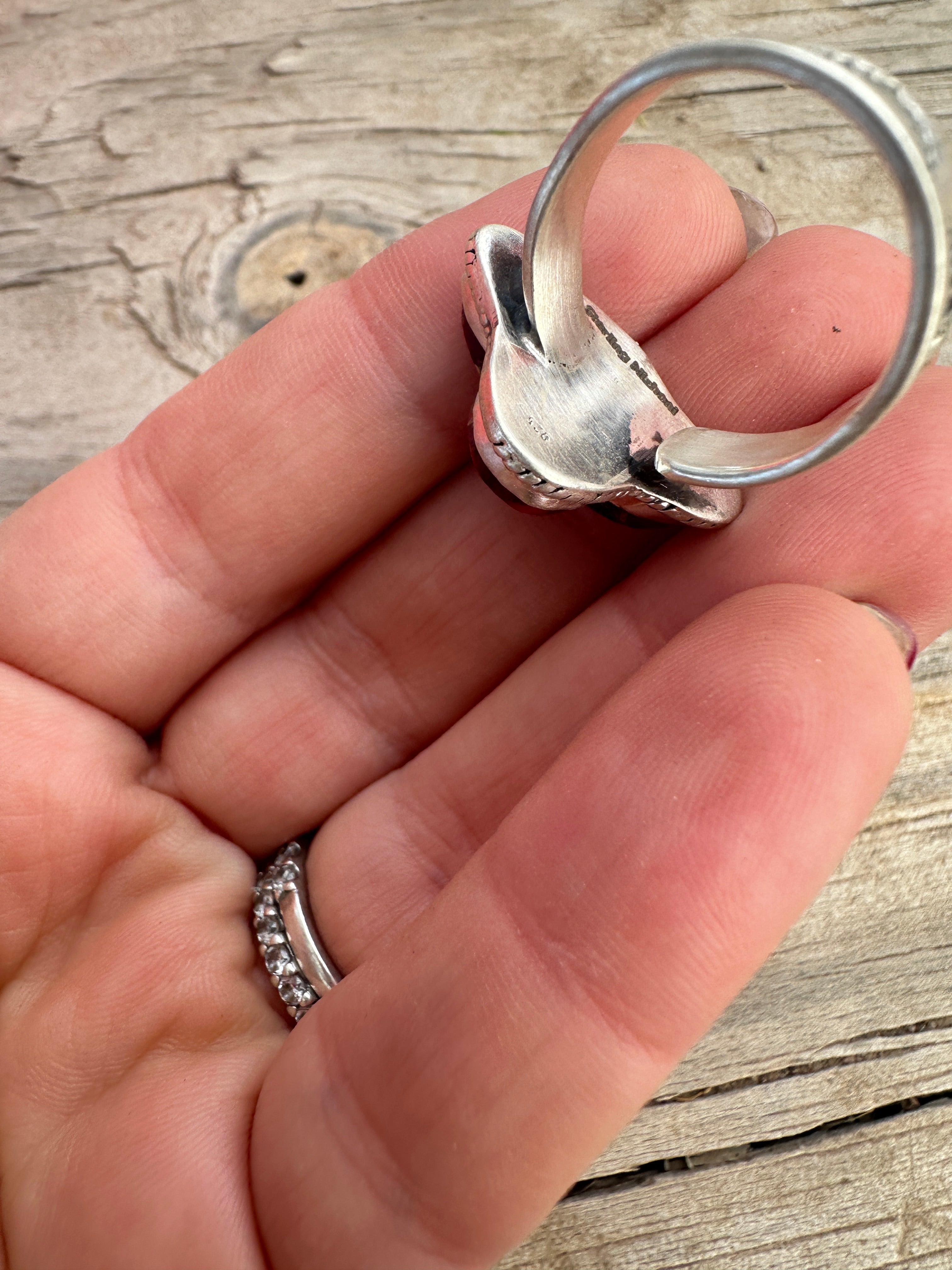 Beautiful Handmade Dahlia Rose And Sterling Silver Adjustable Cow Head Ring