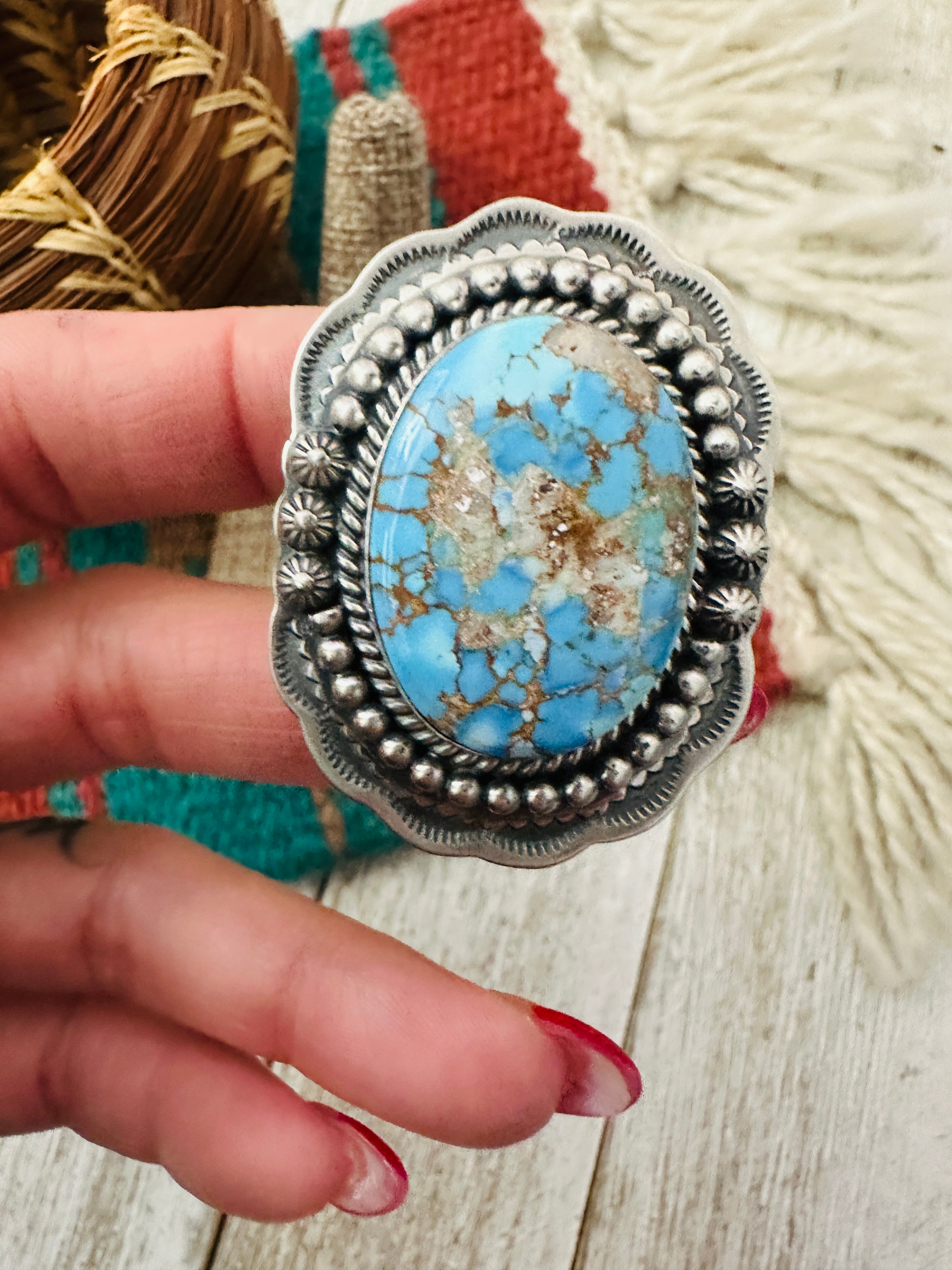 Handcrafted Golden Hills Turquoise & Sterling Silver Adjustable Ring