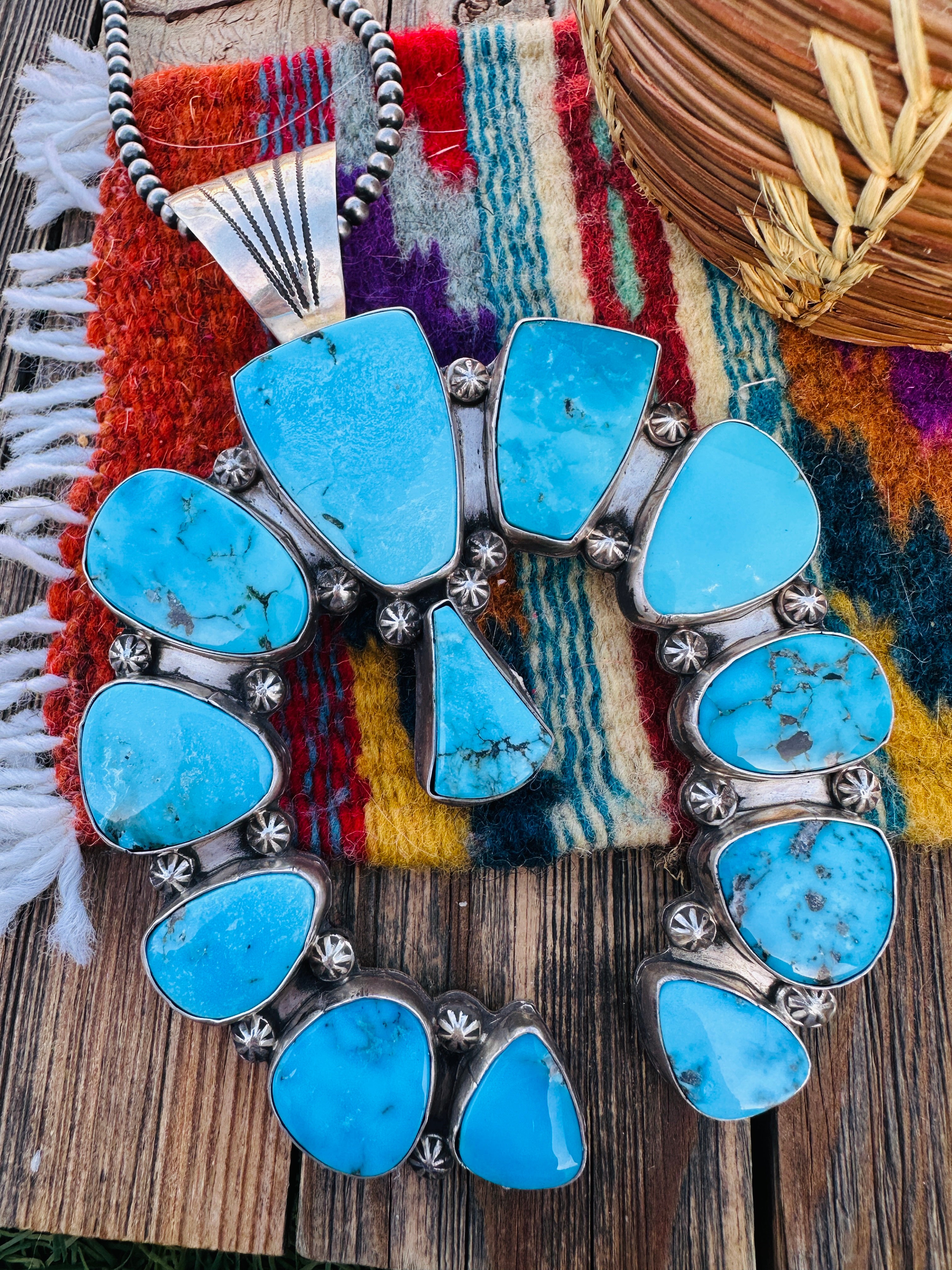 Handcrafted Sterling Silver & Turquoise Jumbo Naja Pendant