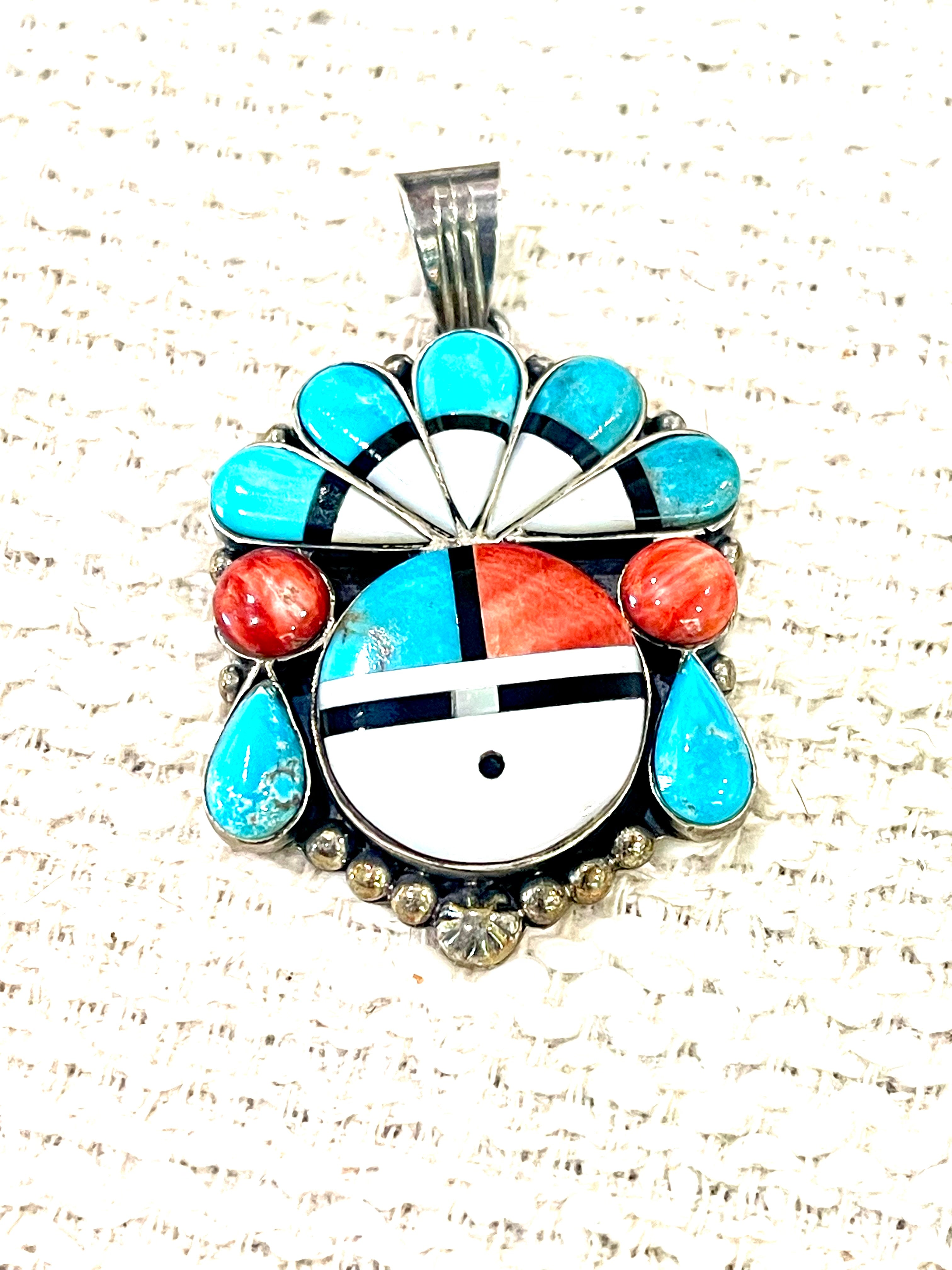 Handmade Sterling Silver & Multi Stone Sunface Pendant