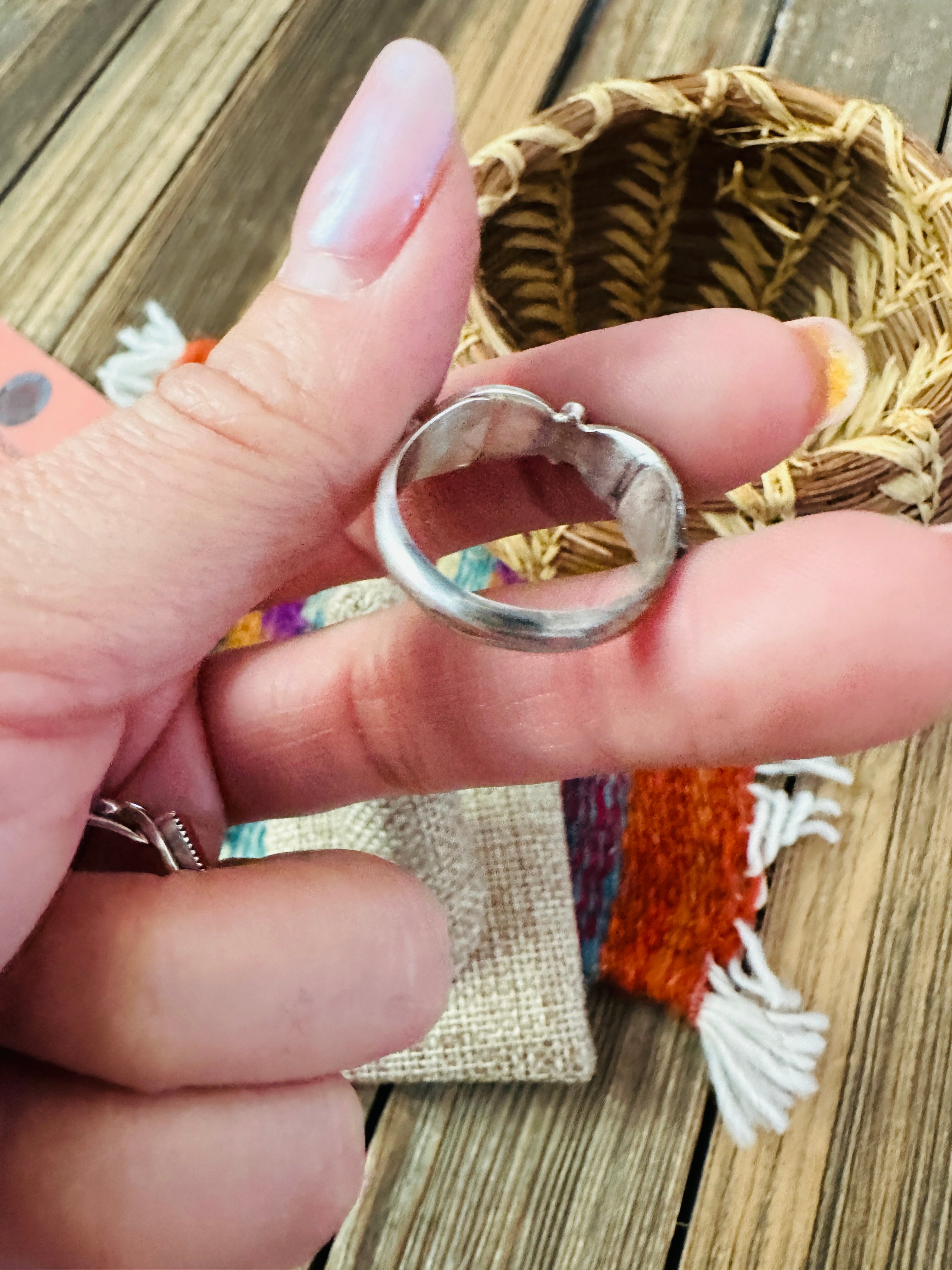 Handcrafted Turquoise & Sterling Silver Band Ring