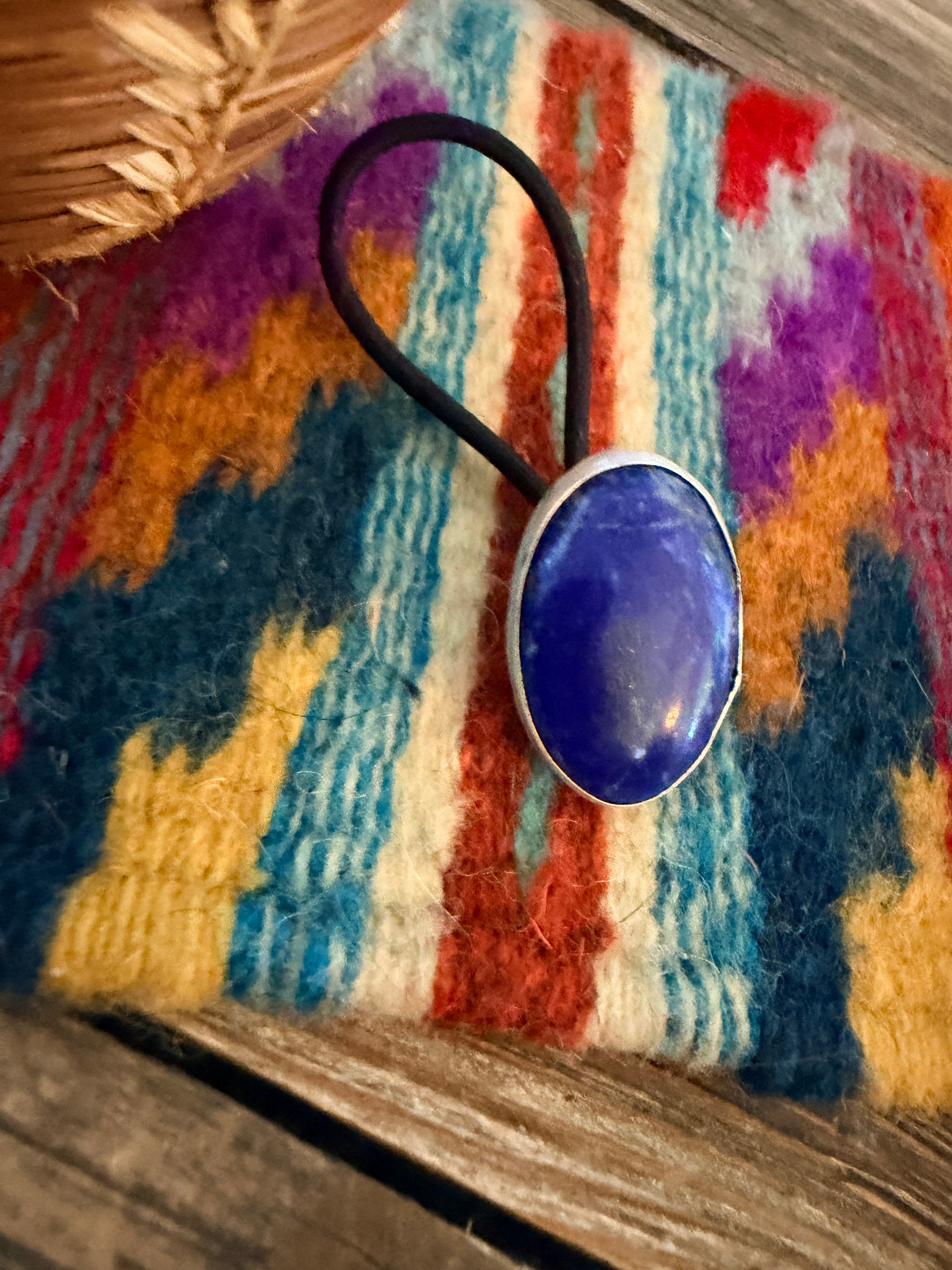Handcrafted Lapis & Sterling Silver Hair Tie Charm