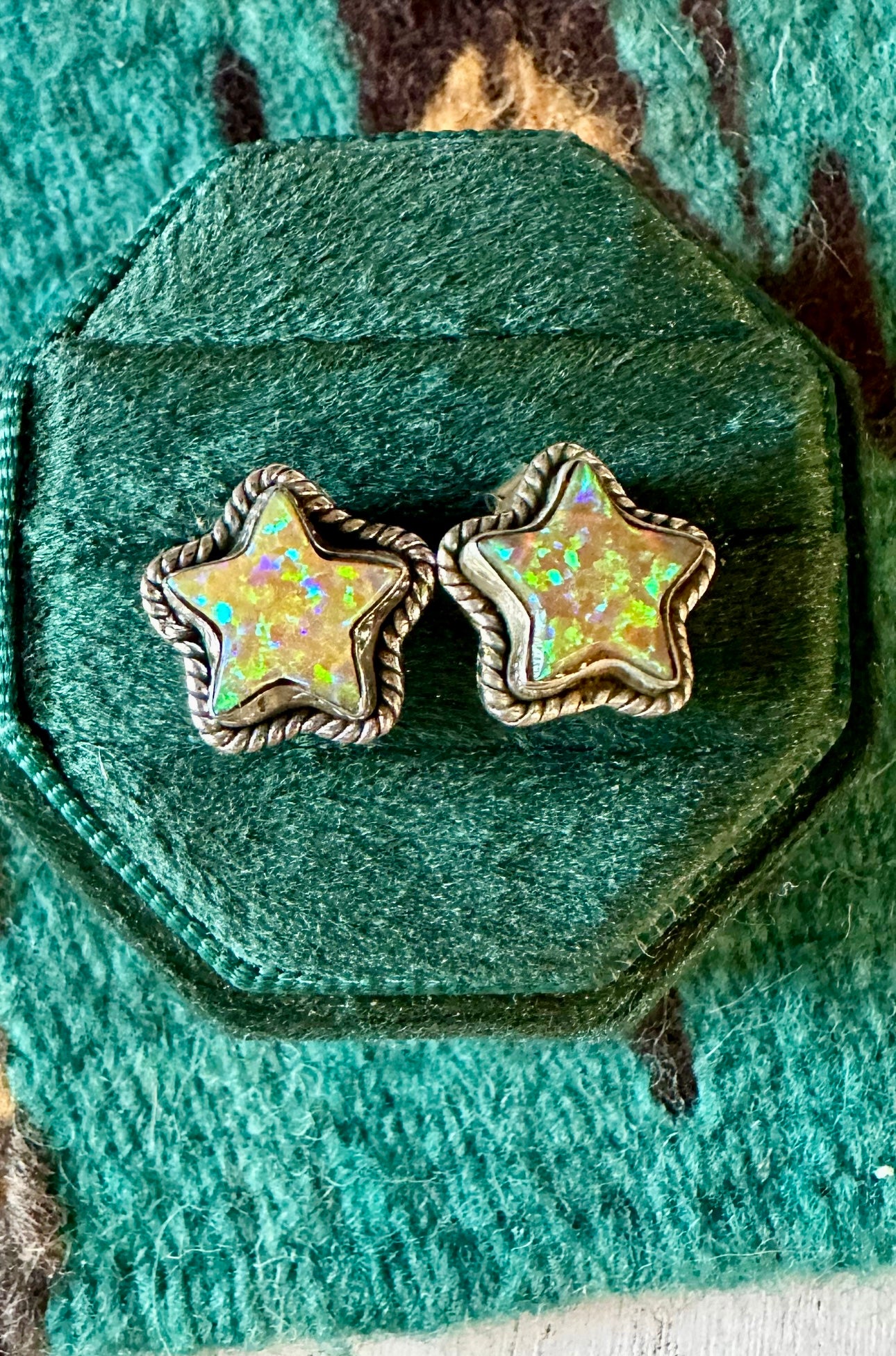 Handmade Yellow Fire Opal And Sterling Silver Stud Star Earrings