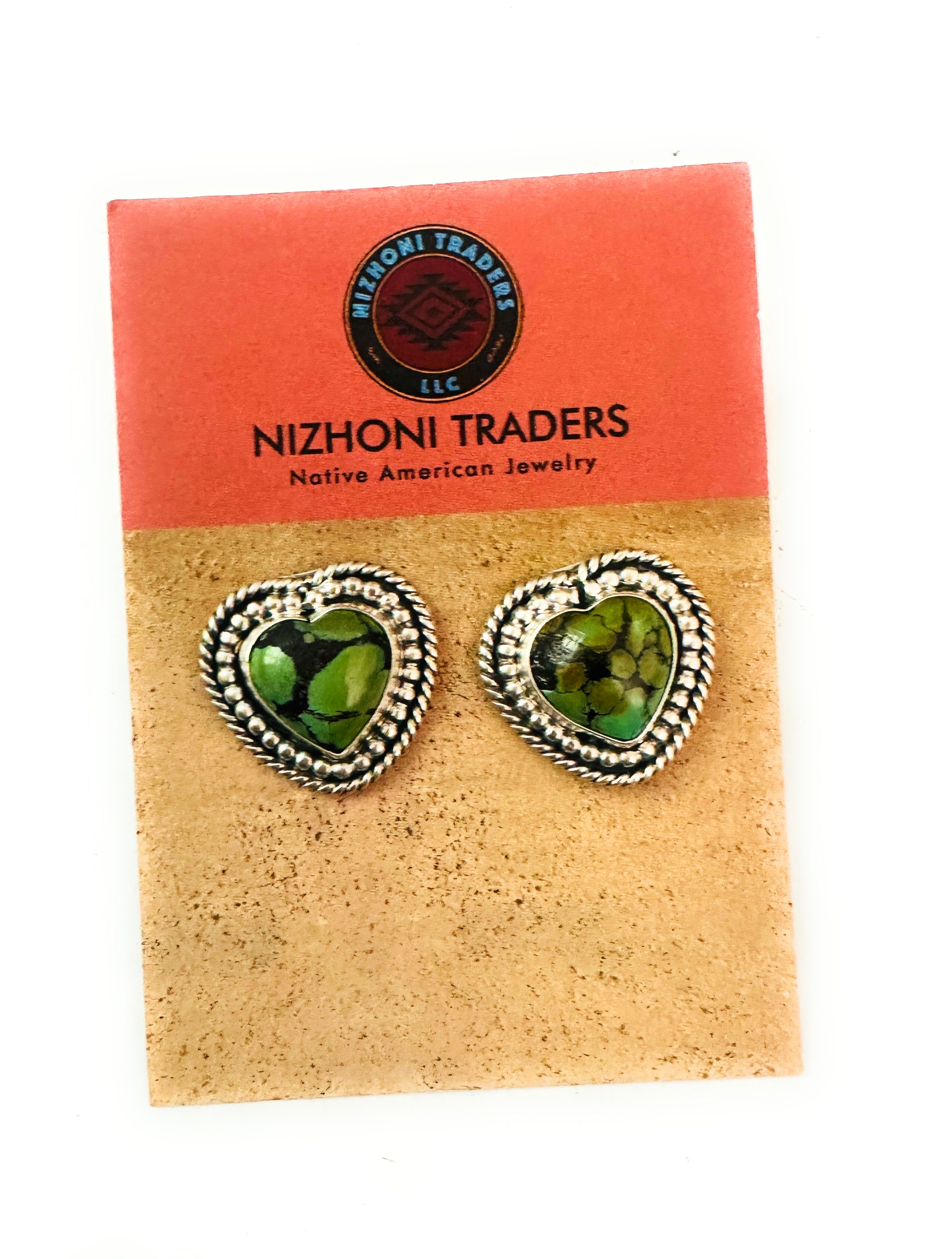 Navajo Tibetan Turquoise & Sterling Silver Heart Post Earrings