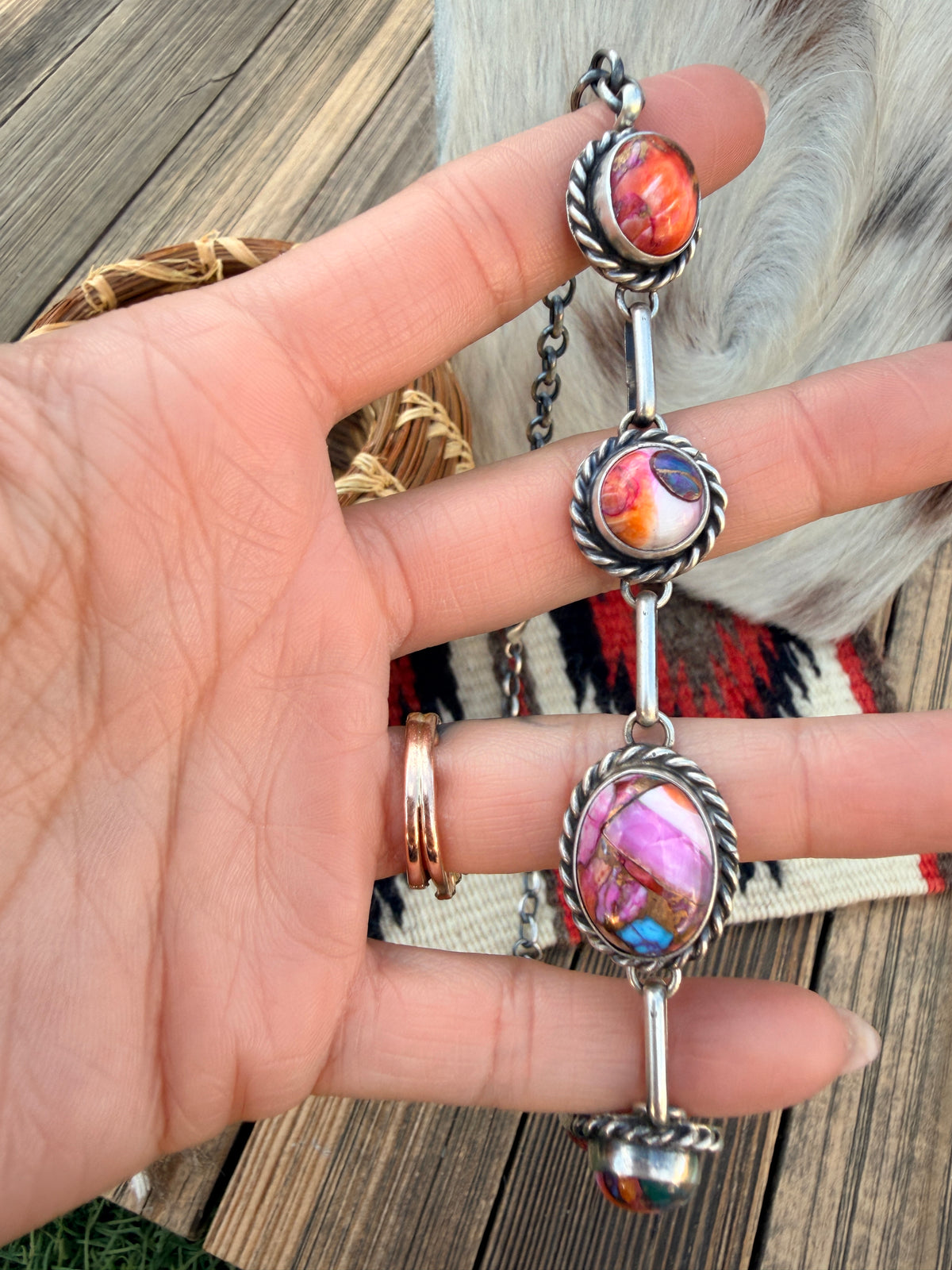 Handcrafted Sterling Silver & Pink Dream Mojave Necklace by Augustine Largo