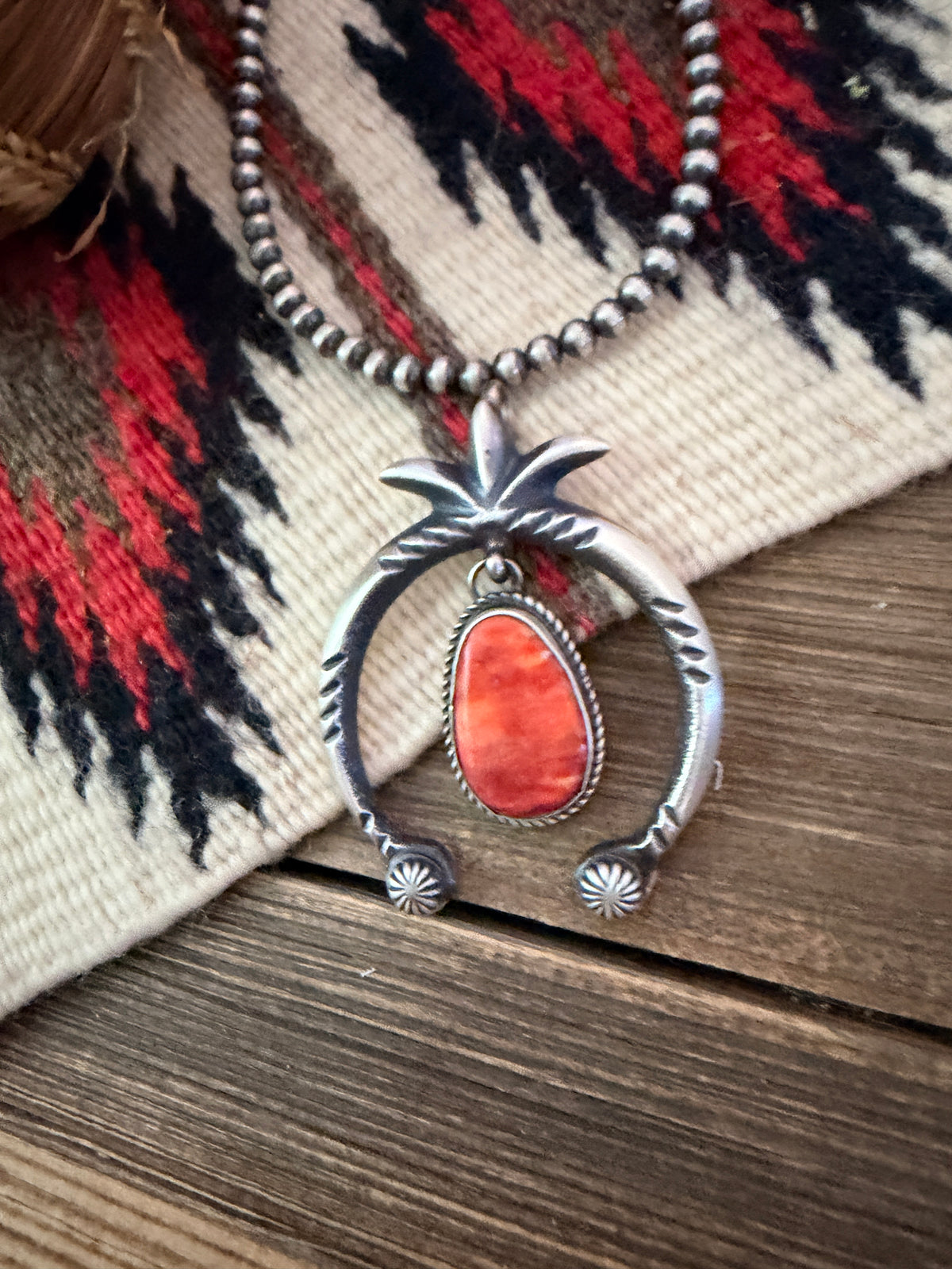 Handcrafted Sterling Silver & Spiny Oyster Naja Pendant by Martha Cayatineto