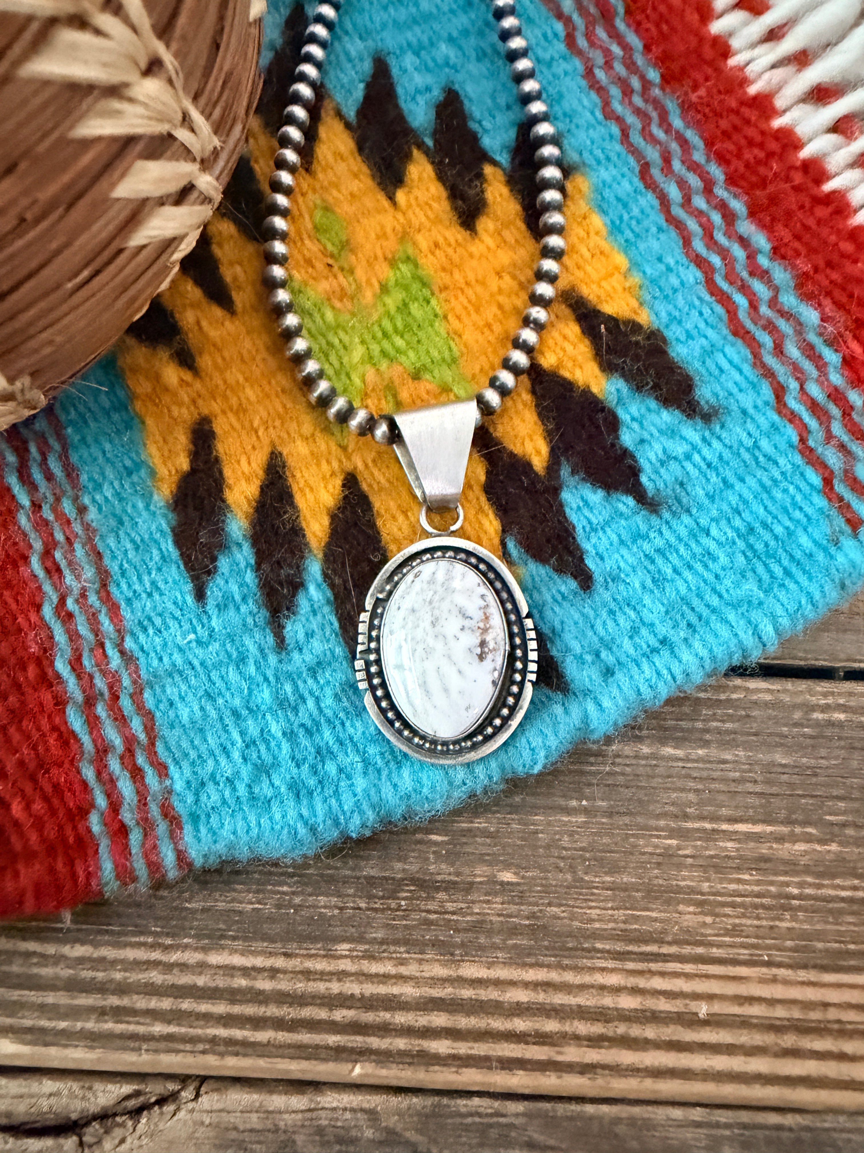 Handcrafted Sterling Silver & White Buffalo Pendant