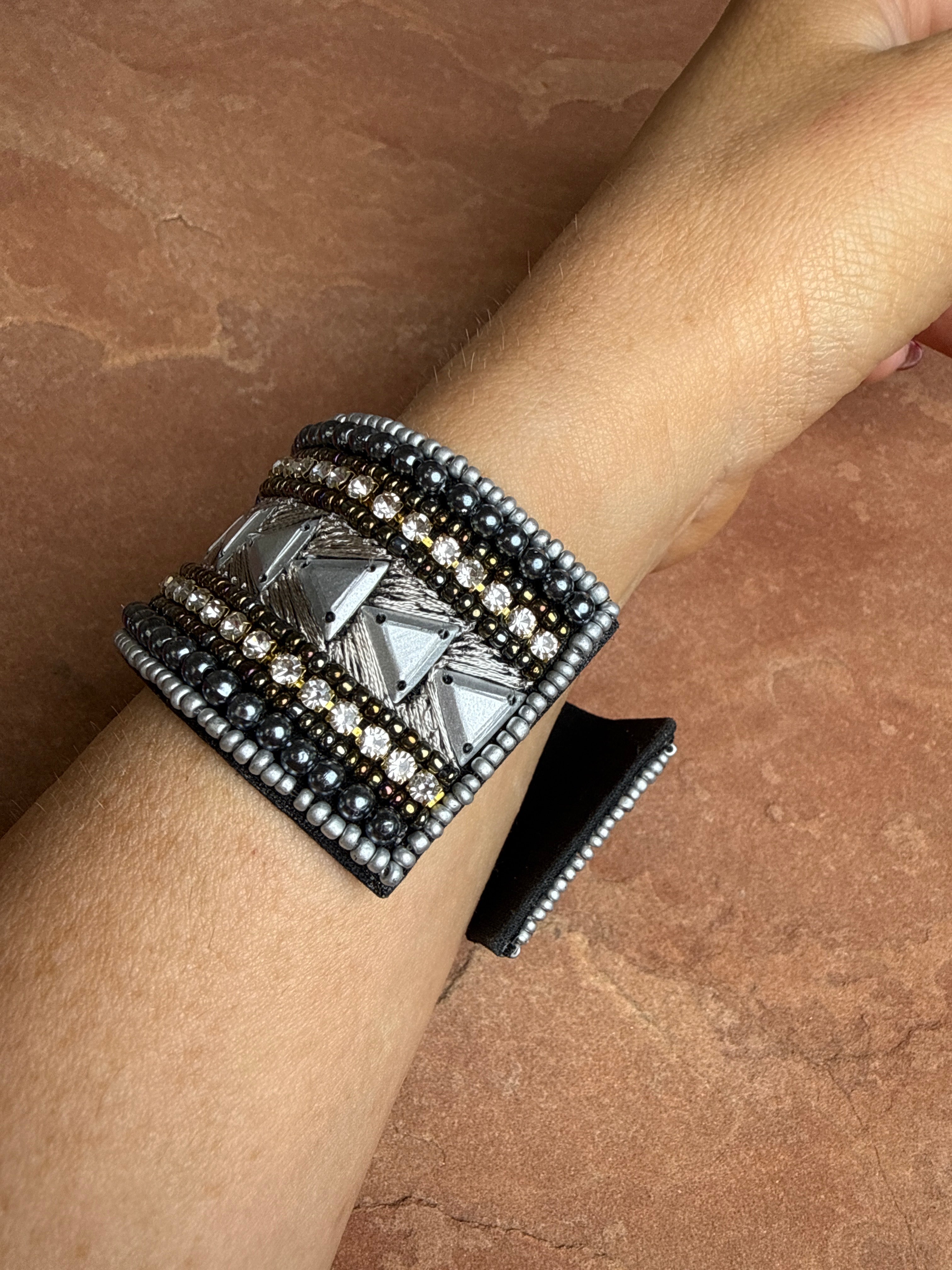 “The Golden Collection” Handmade Beaded Cuff Bracelet