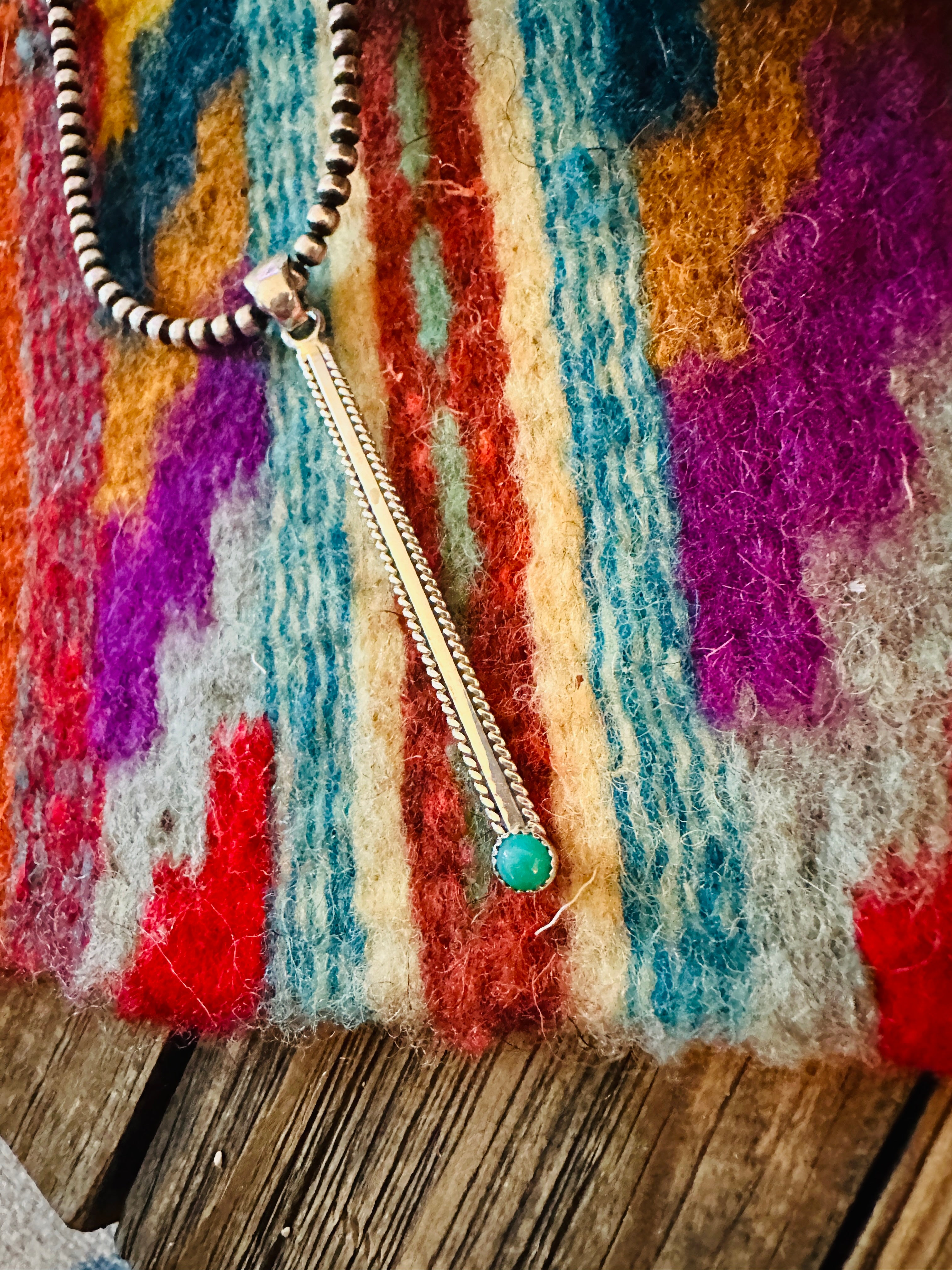 Handcrafted Sterling Silver & Turquoise Drop Pendant