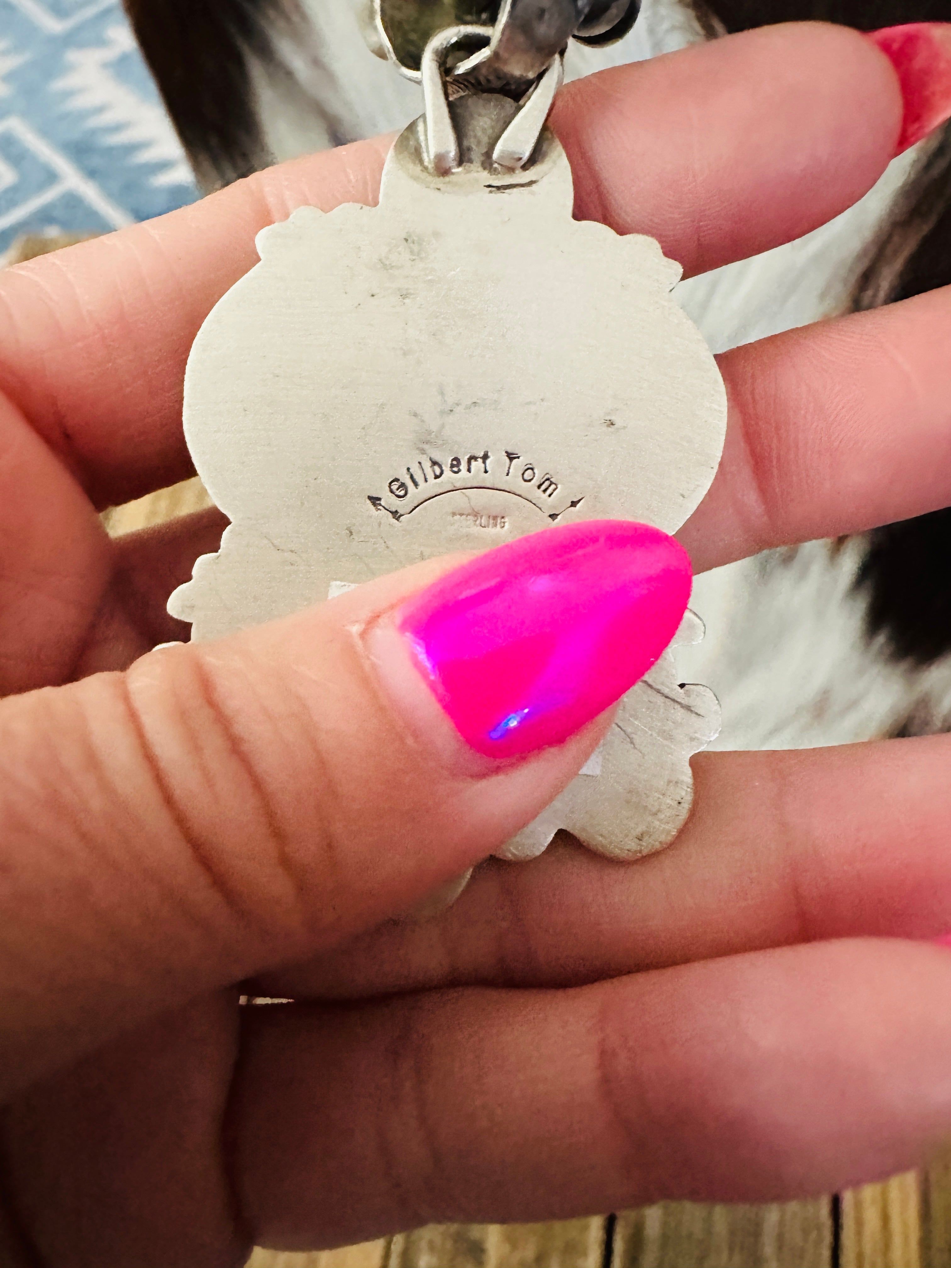 Handcrafted Sonoran Mountain Turquoise & Sterling Silver Beaded Necklace by Gilbert Tom