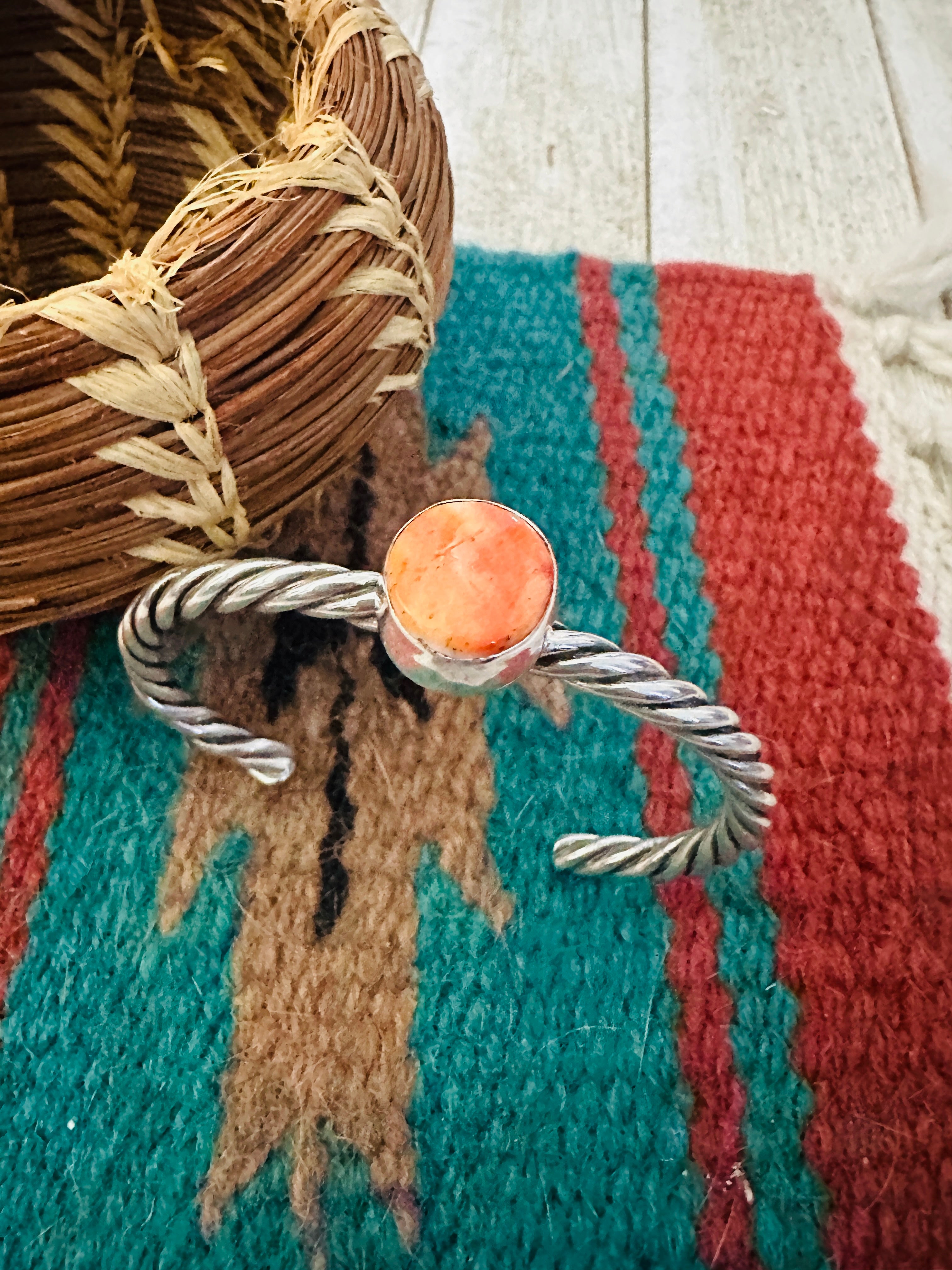 Handcrafted Spiny & Sterling Silver Cuff Bracelet