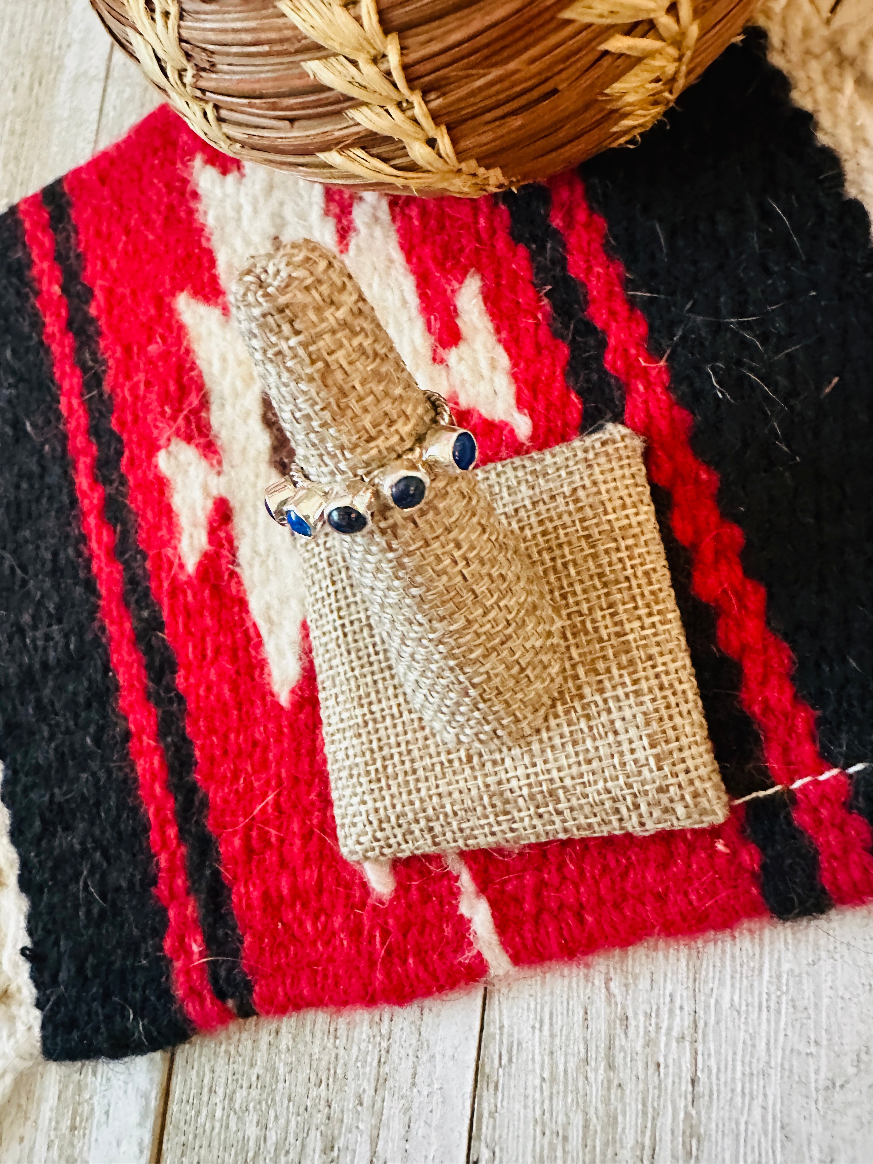 Handcrafted Lapis & Sterling Silver Band Ring Size 5.5