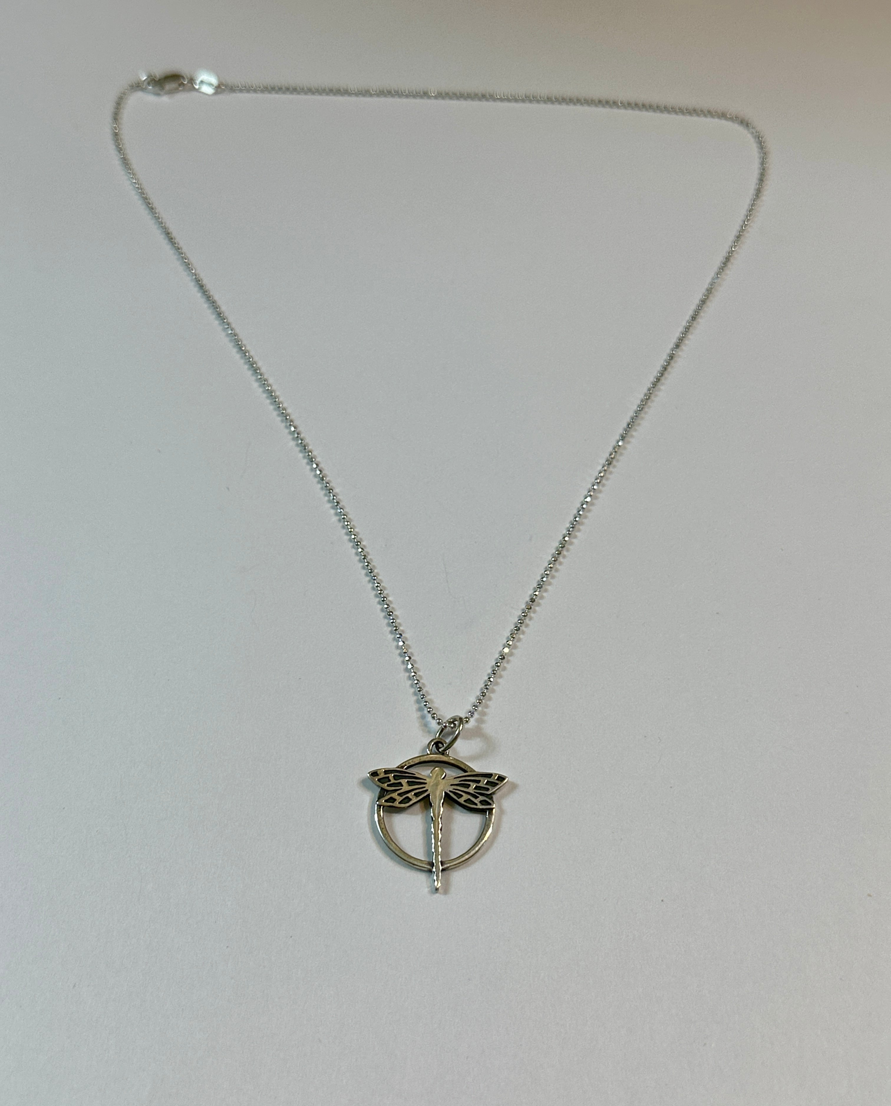 Handcrafted Dragonfly in Circle Pendant Necklace