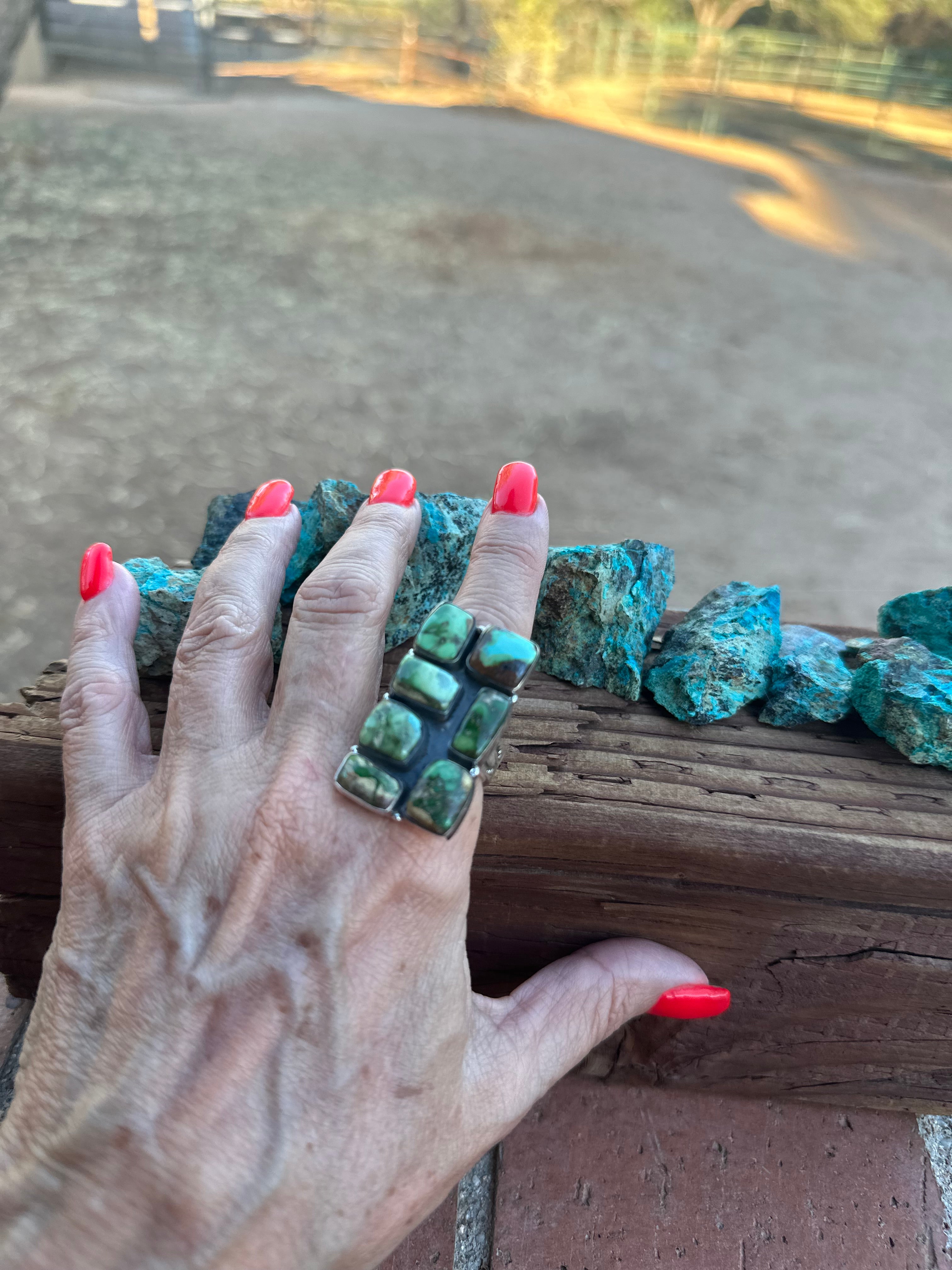 Handmade Sonoran Mountain Turquoise & Sterling Silver Adjustable Ring