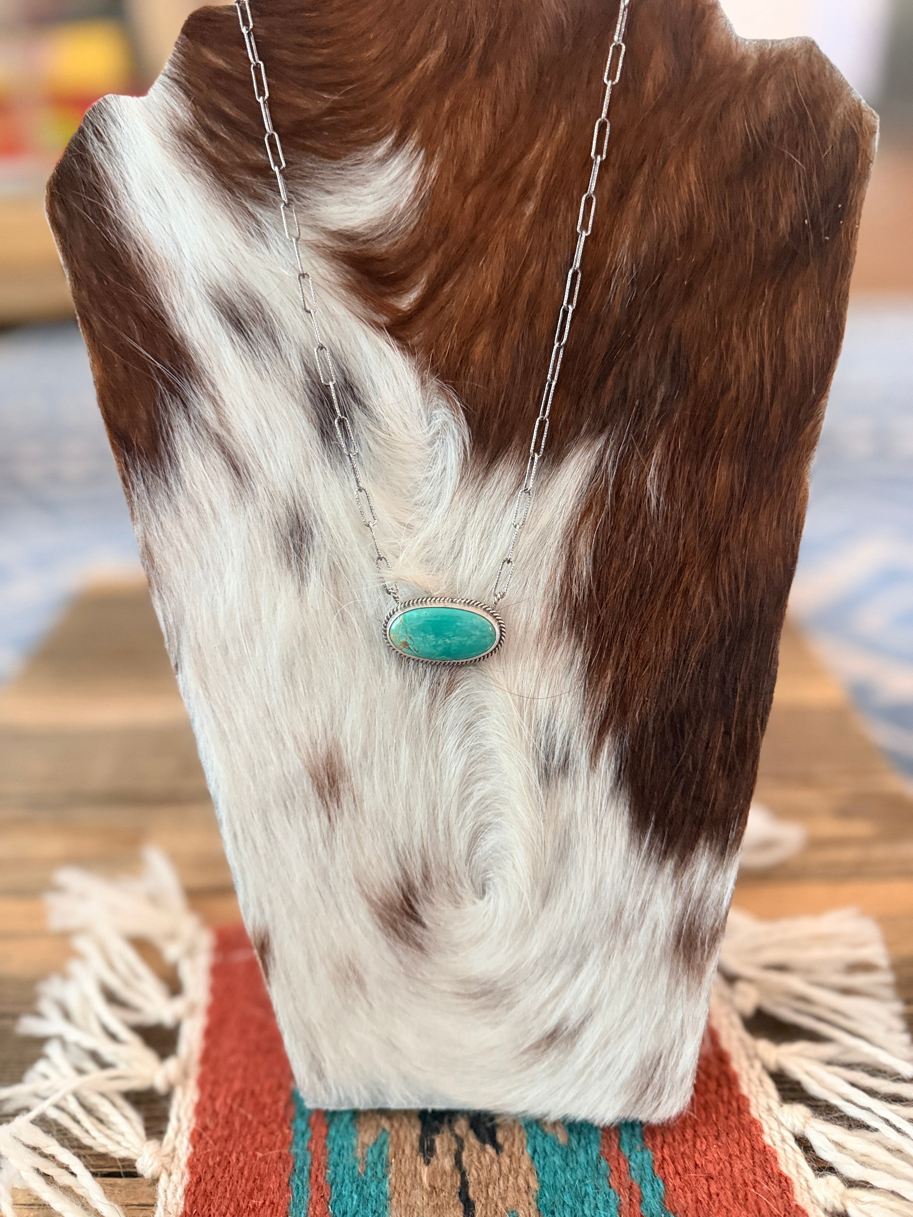Handmade Sterling Silver & Tyrone Turquoise Necklace
