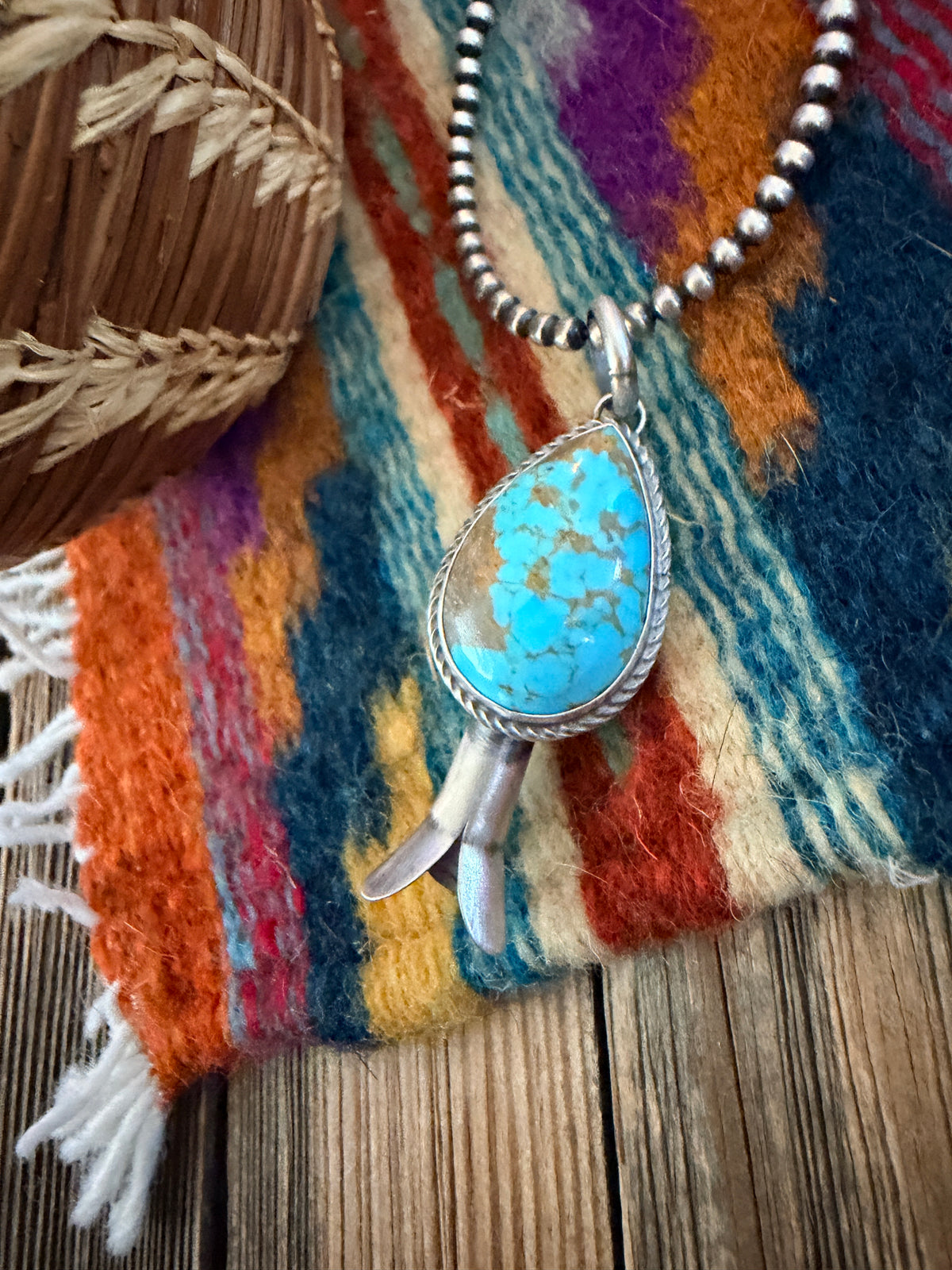 Handcrafted Sterling Silver & Turquoise Blossom Pendant