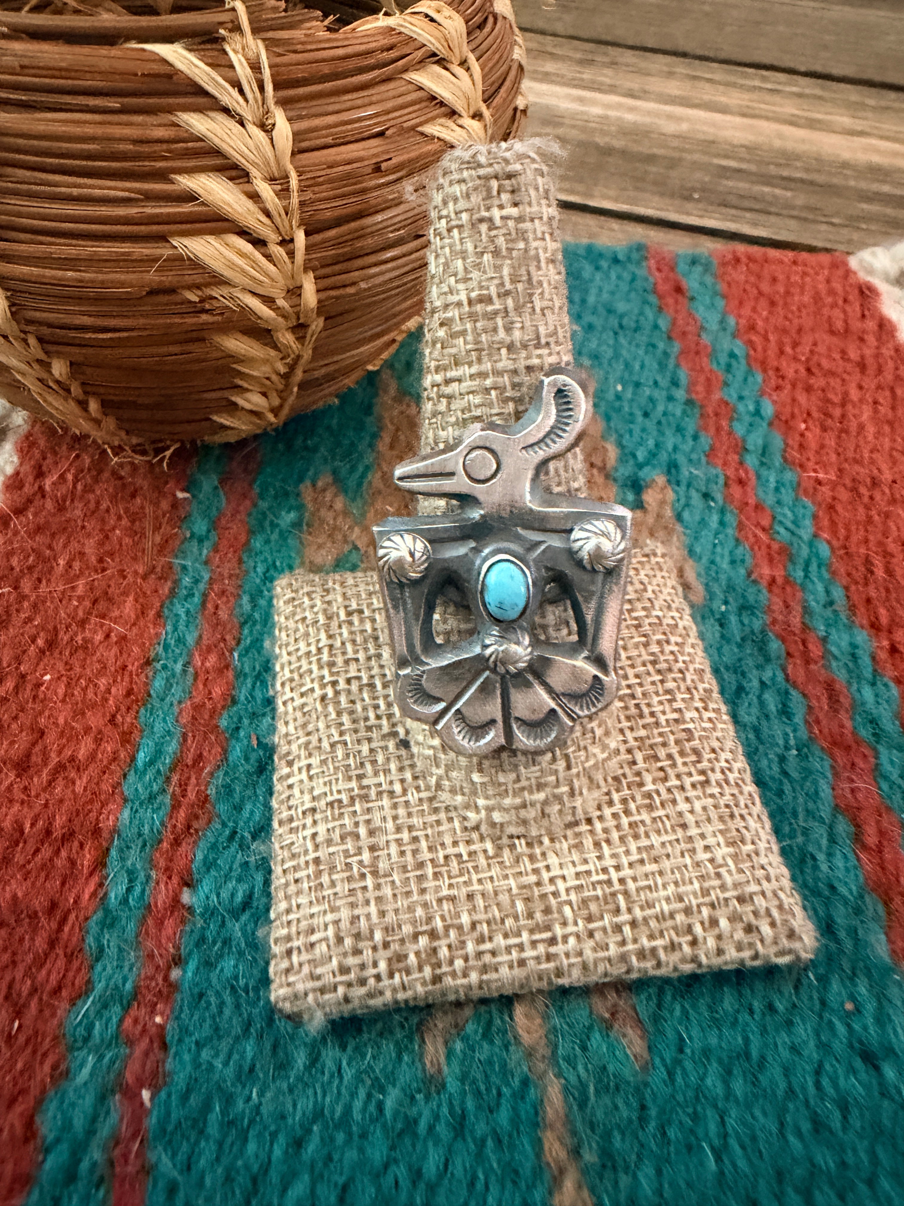 Handcrafted Turquoise and Sterling Silver Thunderbird Ring size 9 by Chimney Butte