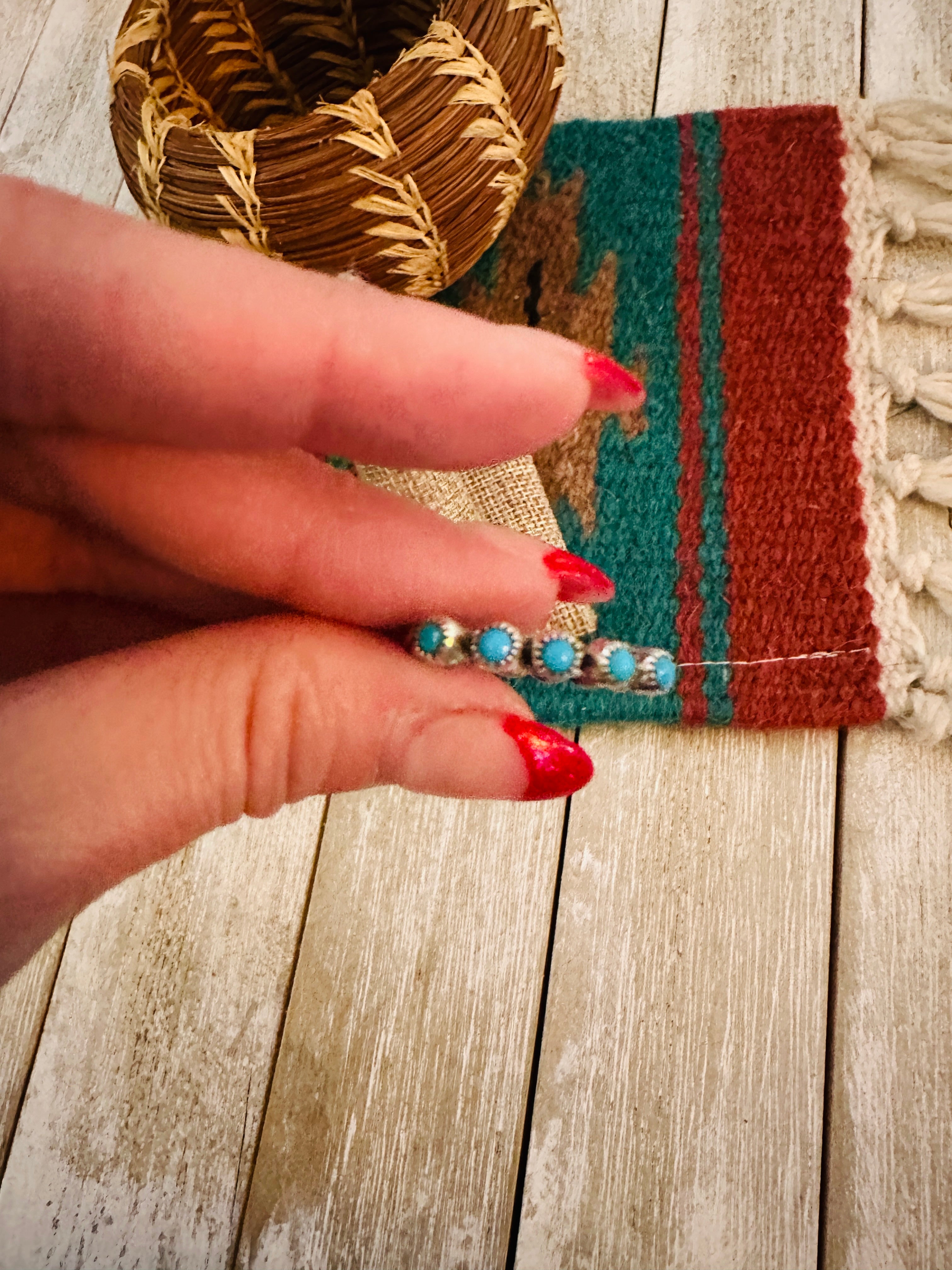 Handcrafted Turquoise & Sterling Silver Twisted Band Ring