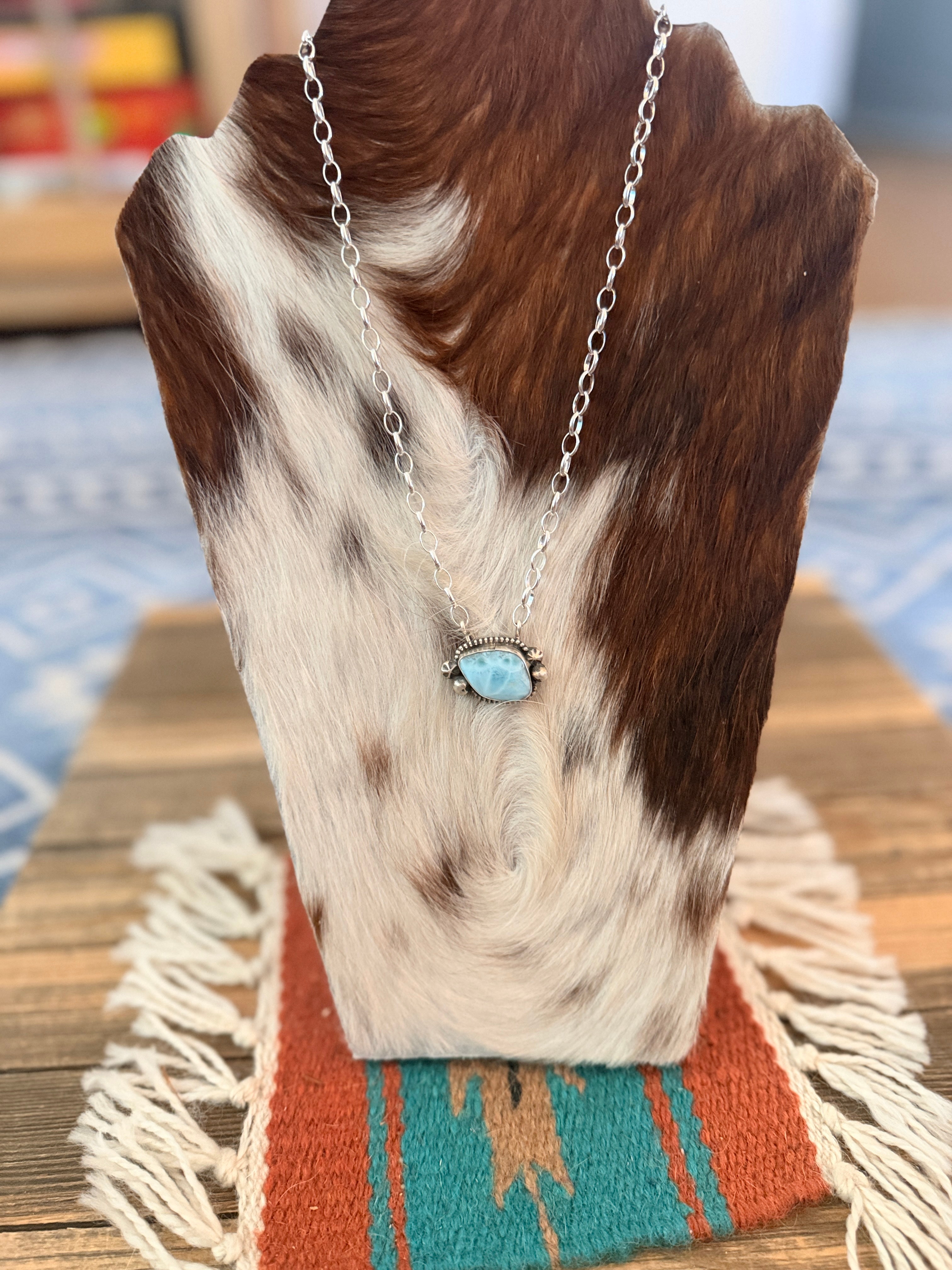 Handmade Sterling Silver & Larimar Necklace