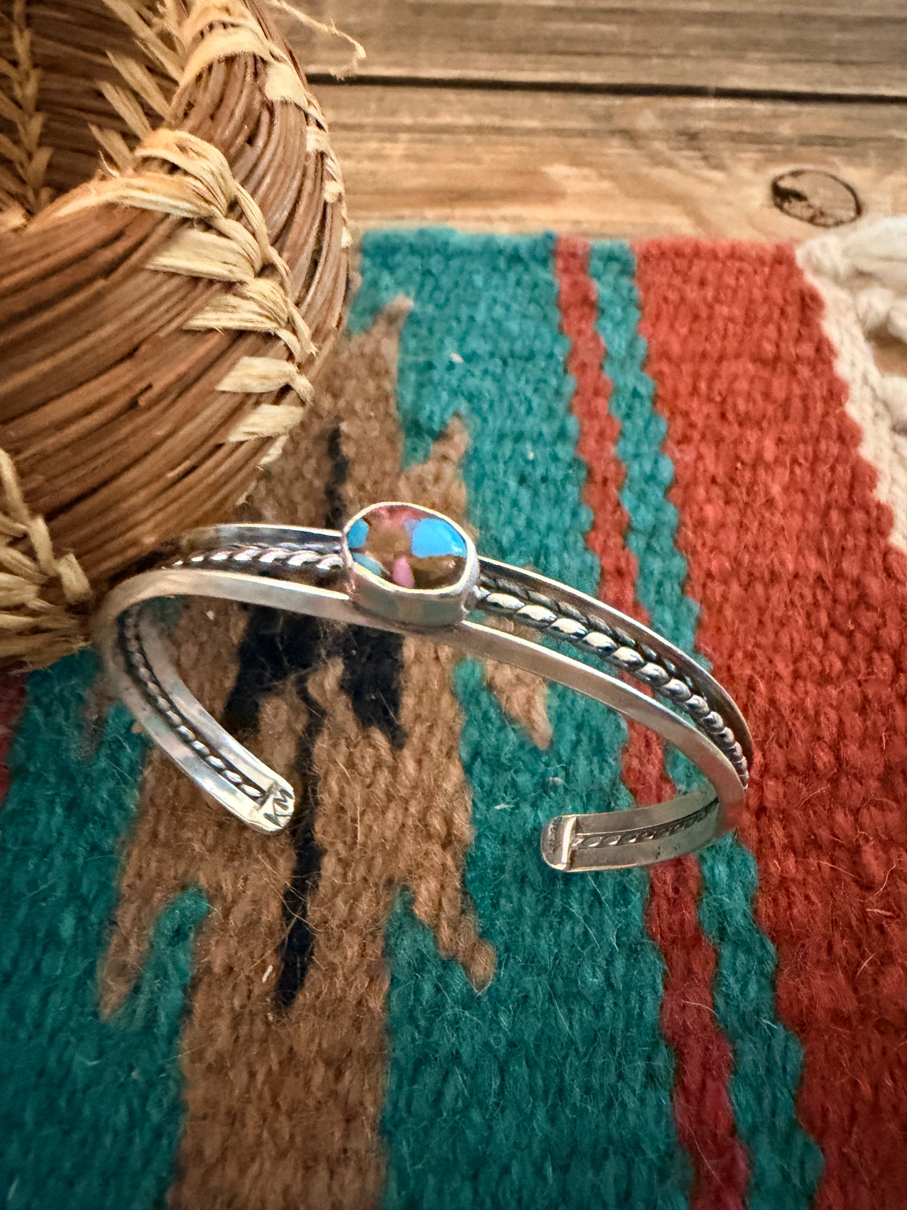 Handcrafted Pink Dream Mojave & Sterling Silver Cuff Bracelet