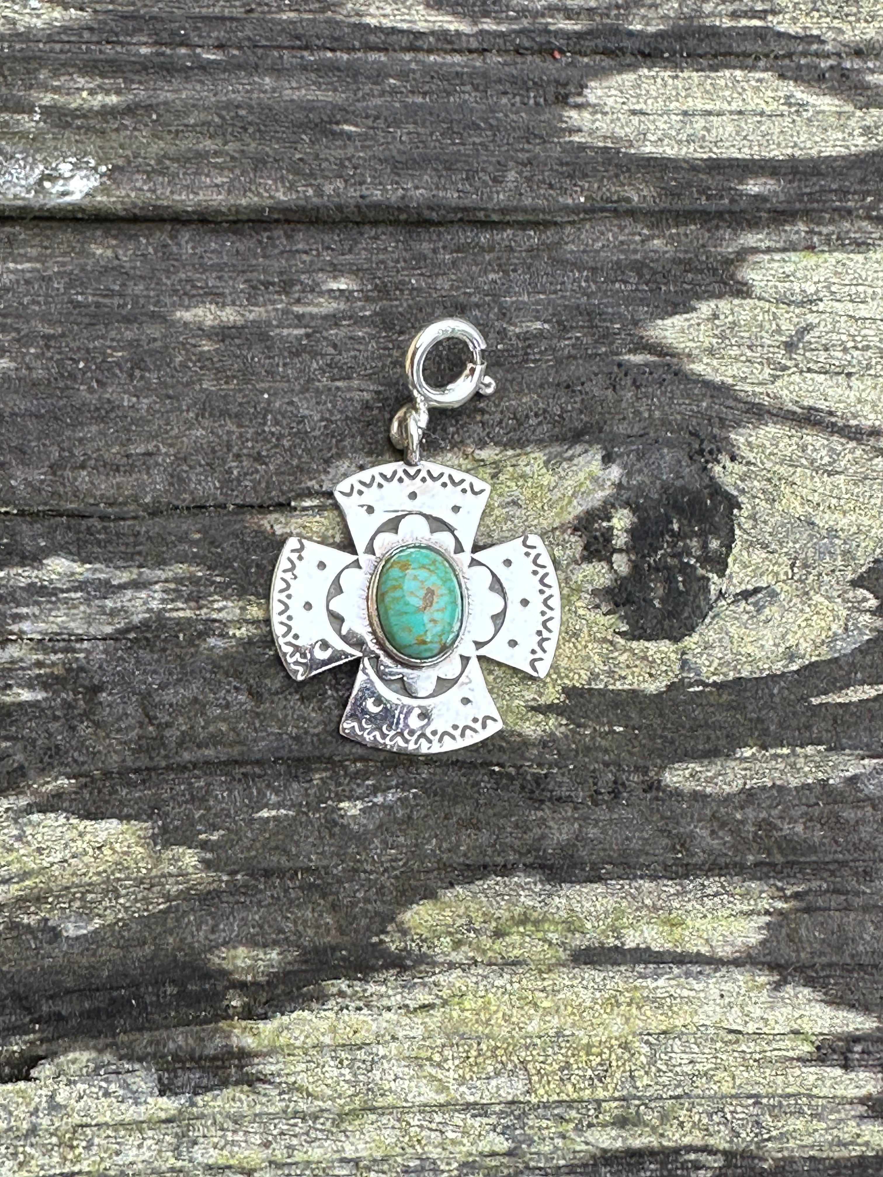 Sterling Silver and Turquoise Cross Charm