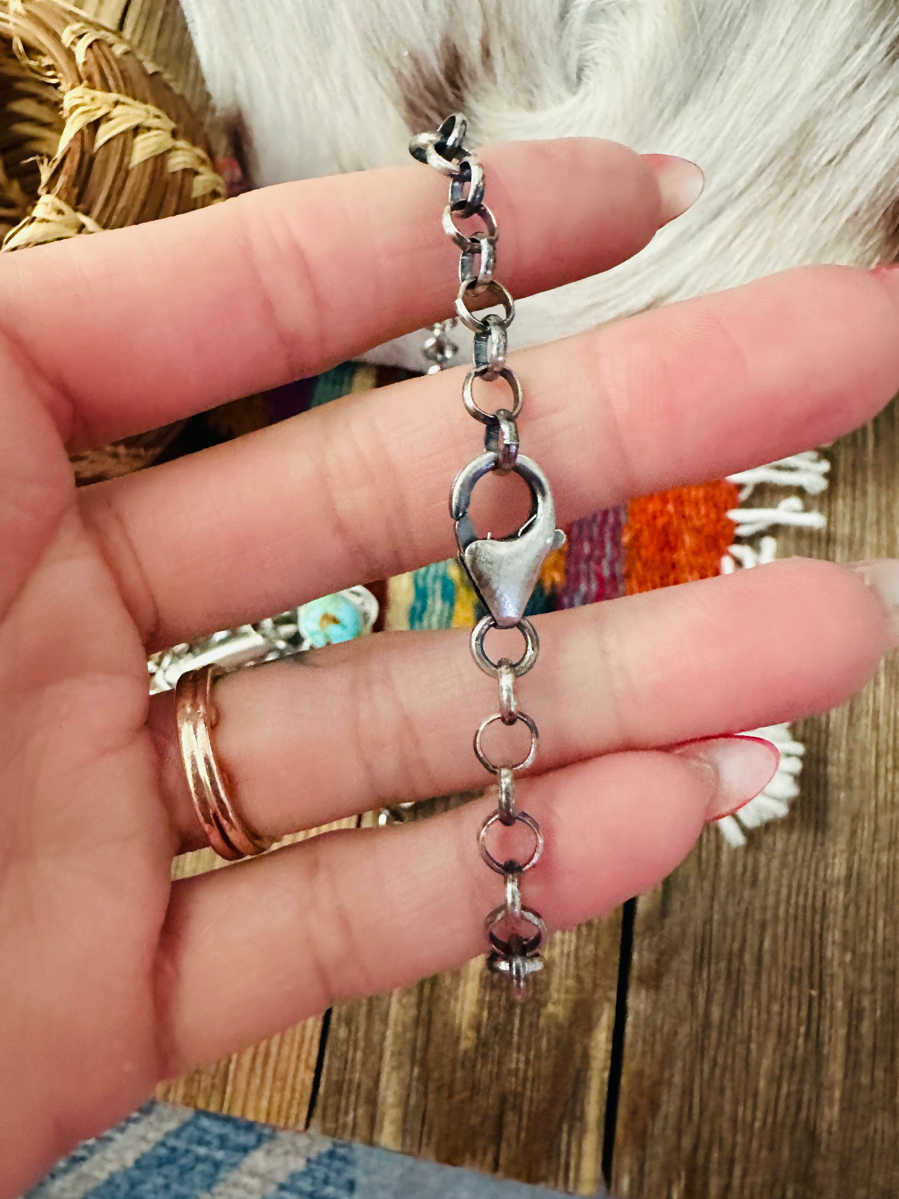 Handcrafted Sonoran Mountain Turquoise & Sterling Silver Hummingbird Necklace by Charles Johnson