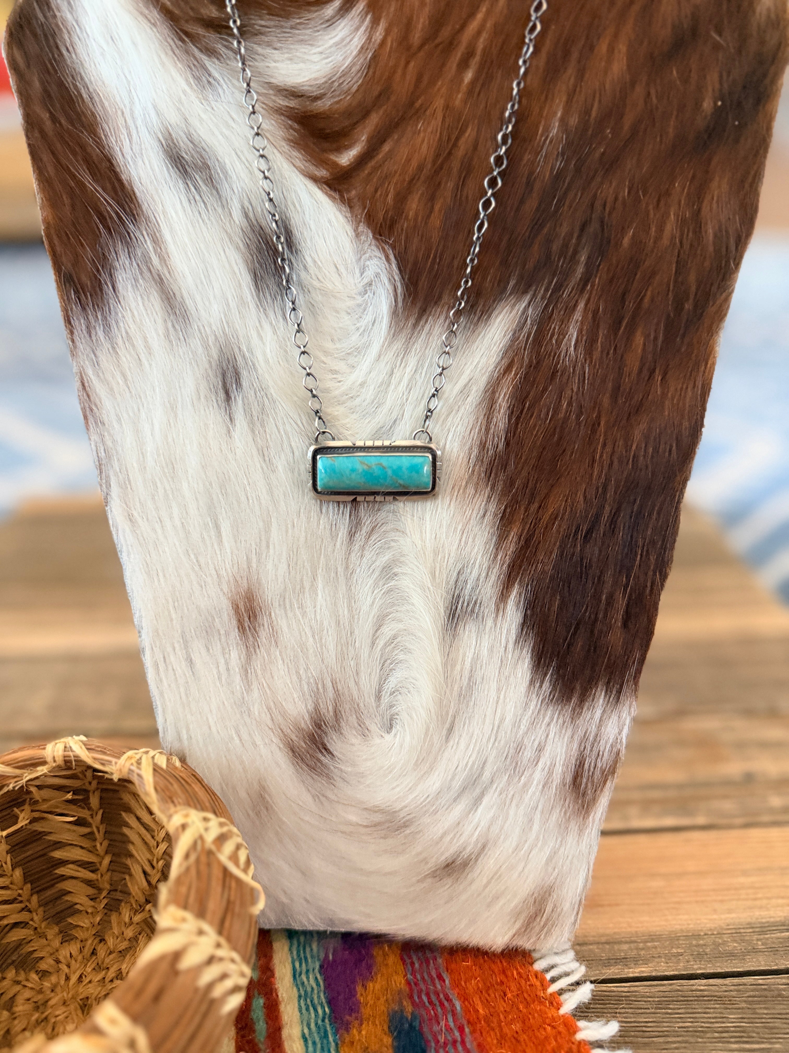 Handcrafted Turquoise & Sterling Silver Bar Necklace