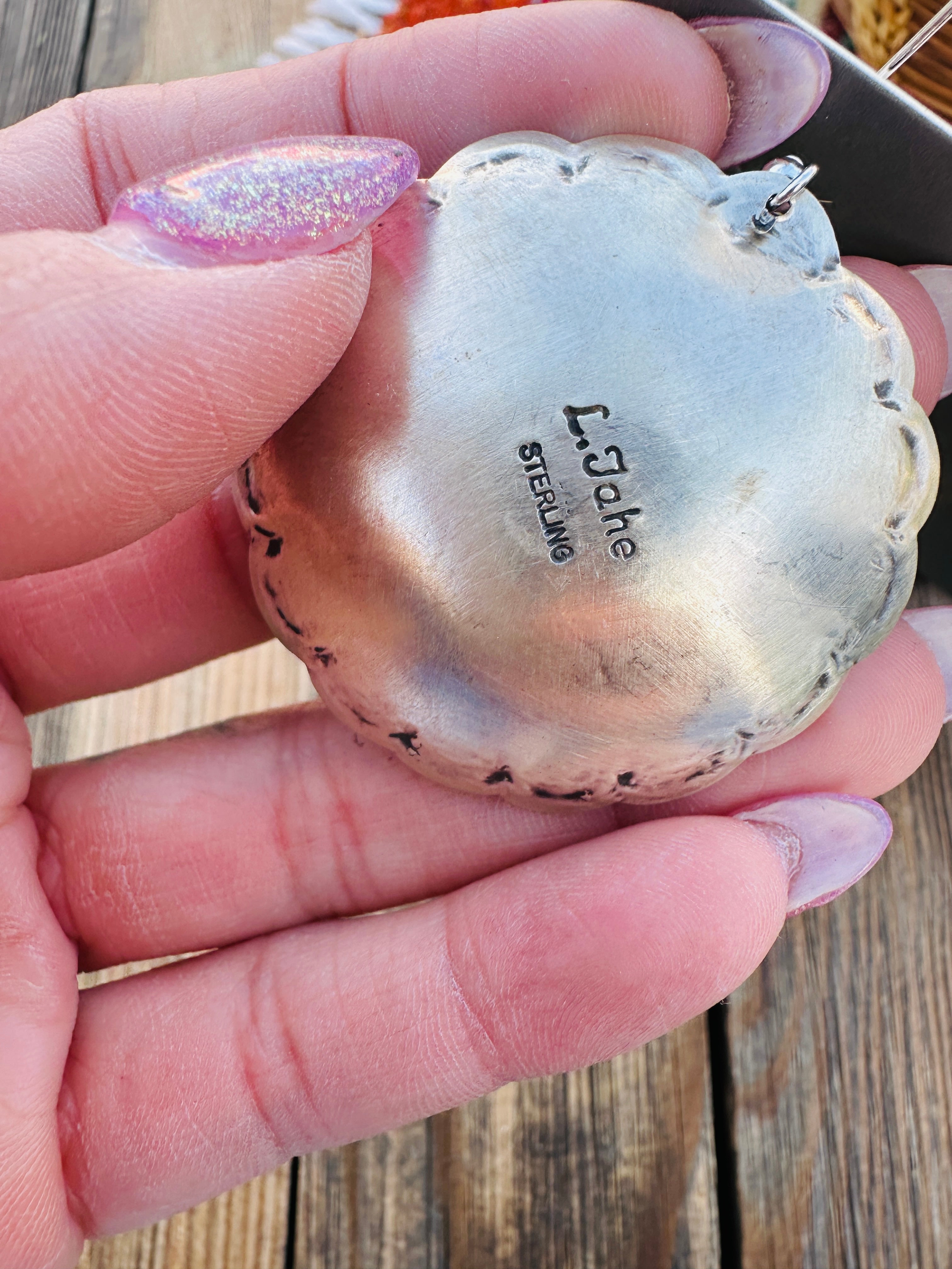 Handcrafted Sterling Silver Concho Dangle Earrings by Leander Tahe