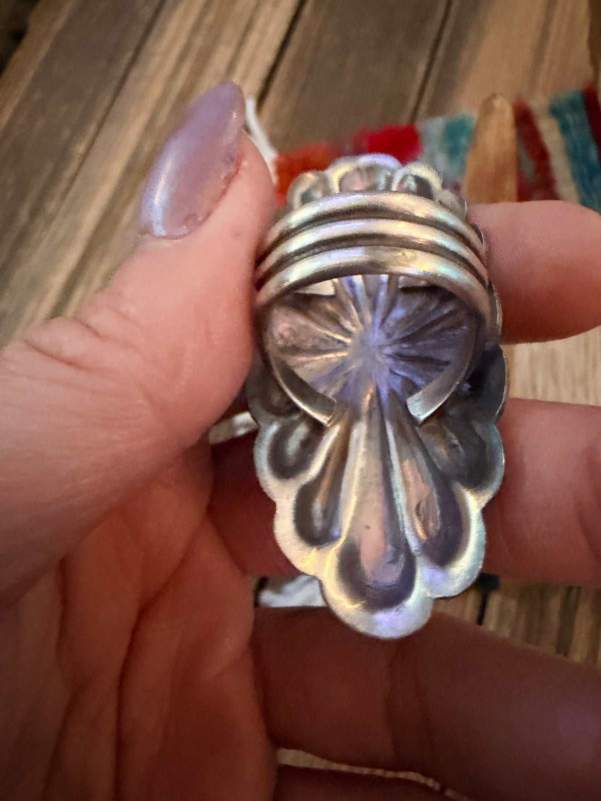 Handcrafted Spiny Oyster & Sterling Silver Conch Ring Size 6.75