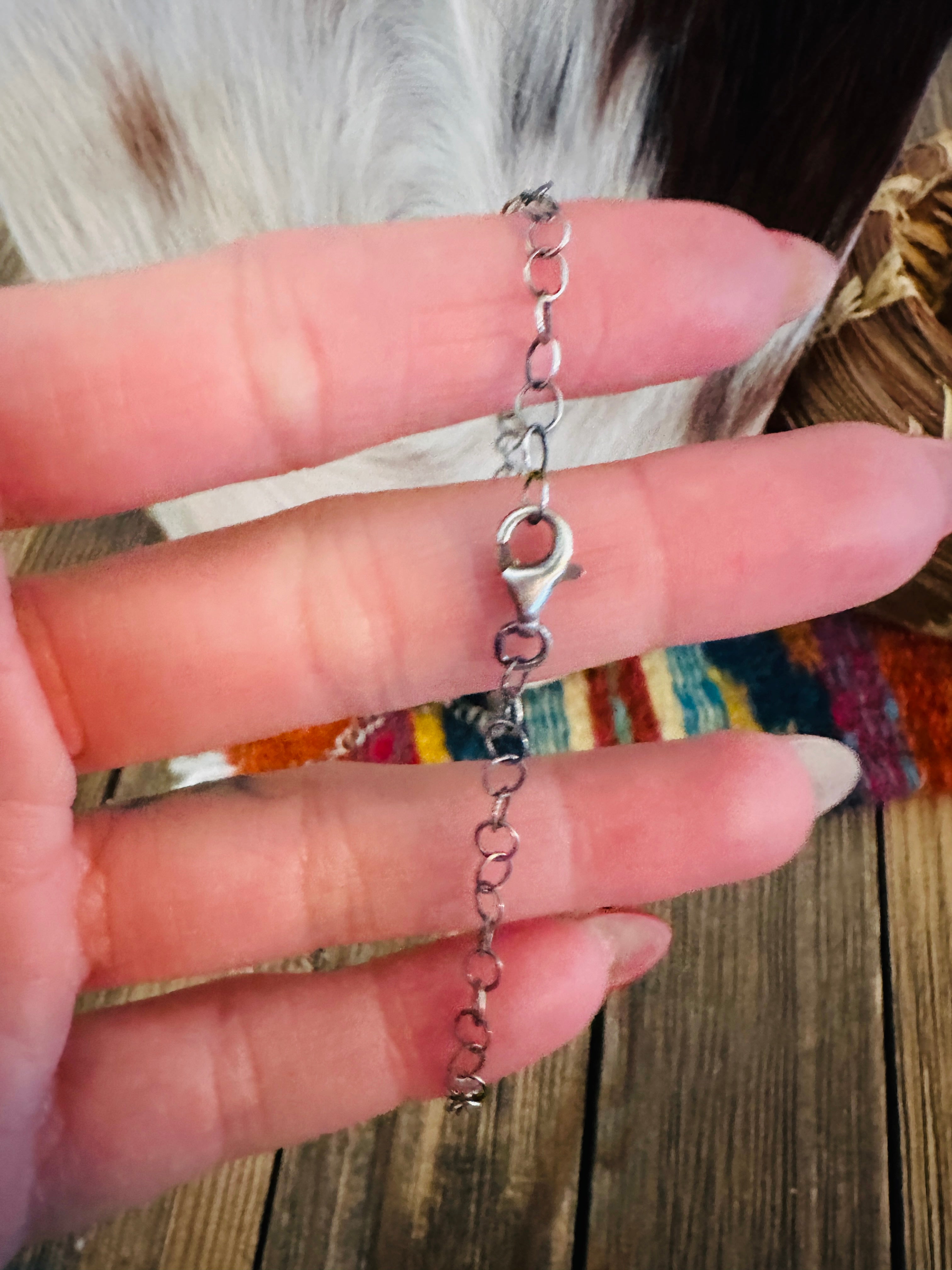 Handcrafted Sonoran Mountain Turquoise & Sterling Silver Necklace by Vicky Hicks