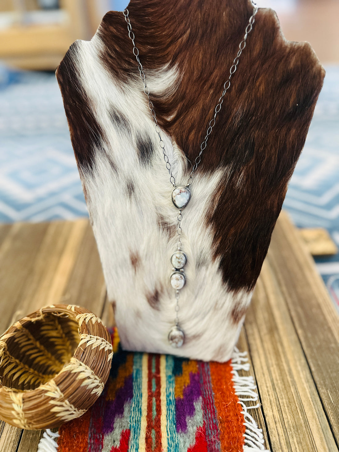 Handcrafted Dry Creek Turquoise & Sterling Silver Lariat Necklace