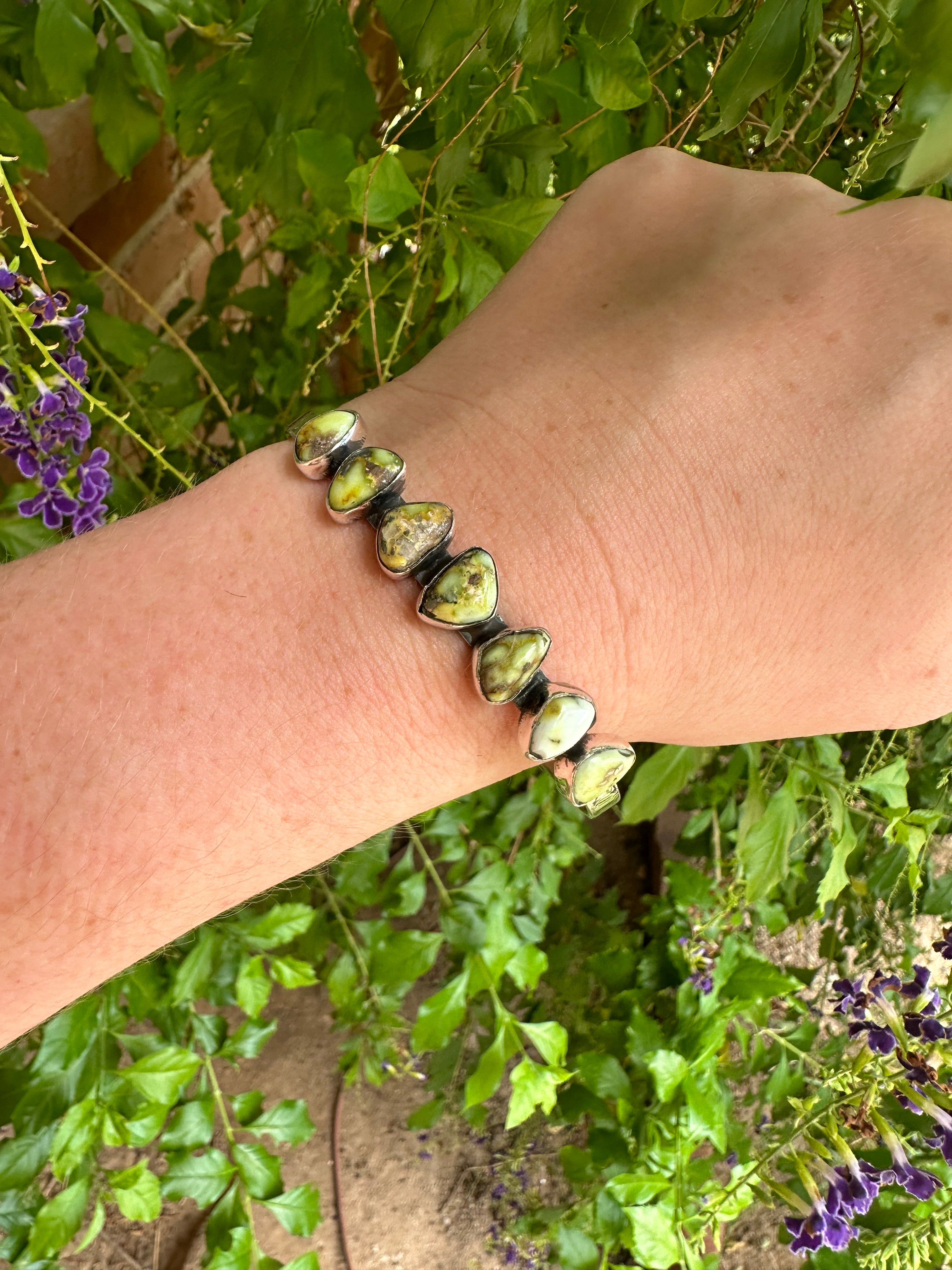 Handmade Sterling Silver & Palomino Turquoise Adjustable Cuff Bracelet