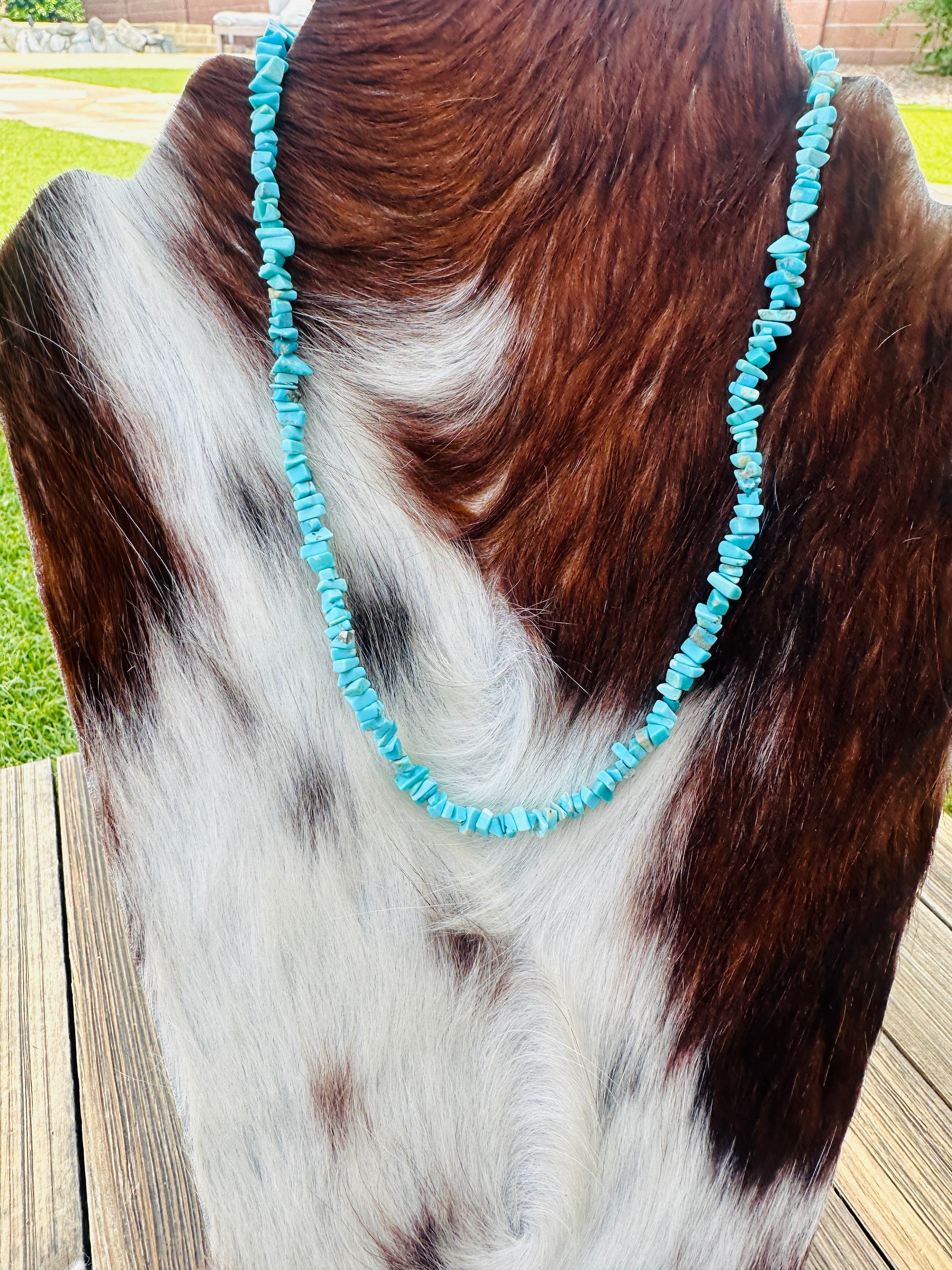 Handcrafted Turquoise & Sterling Silver Beaded 16” Necklace