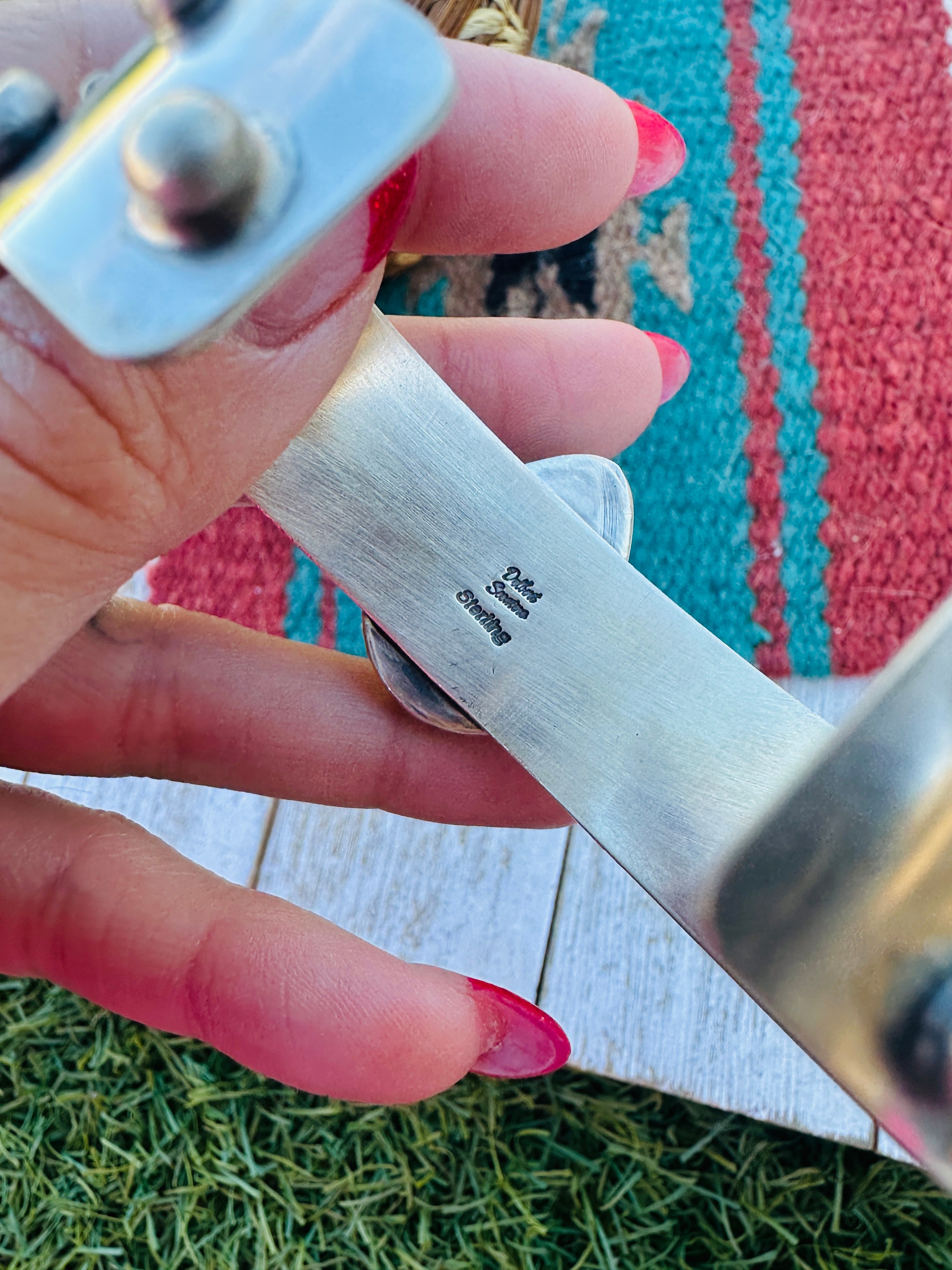 Handcrafted Sterling Silver & Golden Hills Turquoise Cuff Bracelet by Delbert Santos