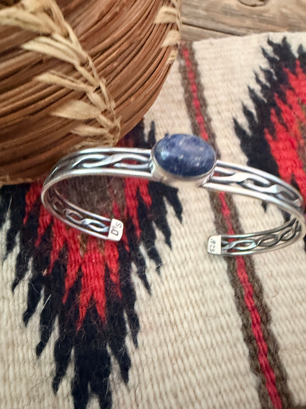 Handcrafted Lapis & Sterling Silver Cuff Bracelet