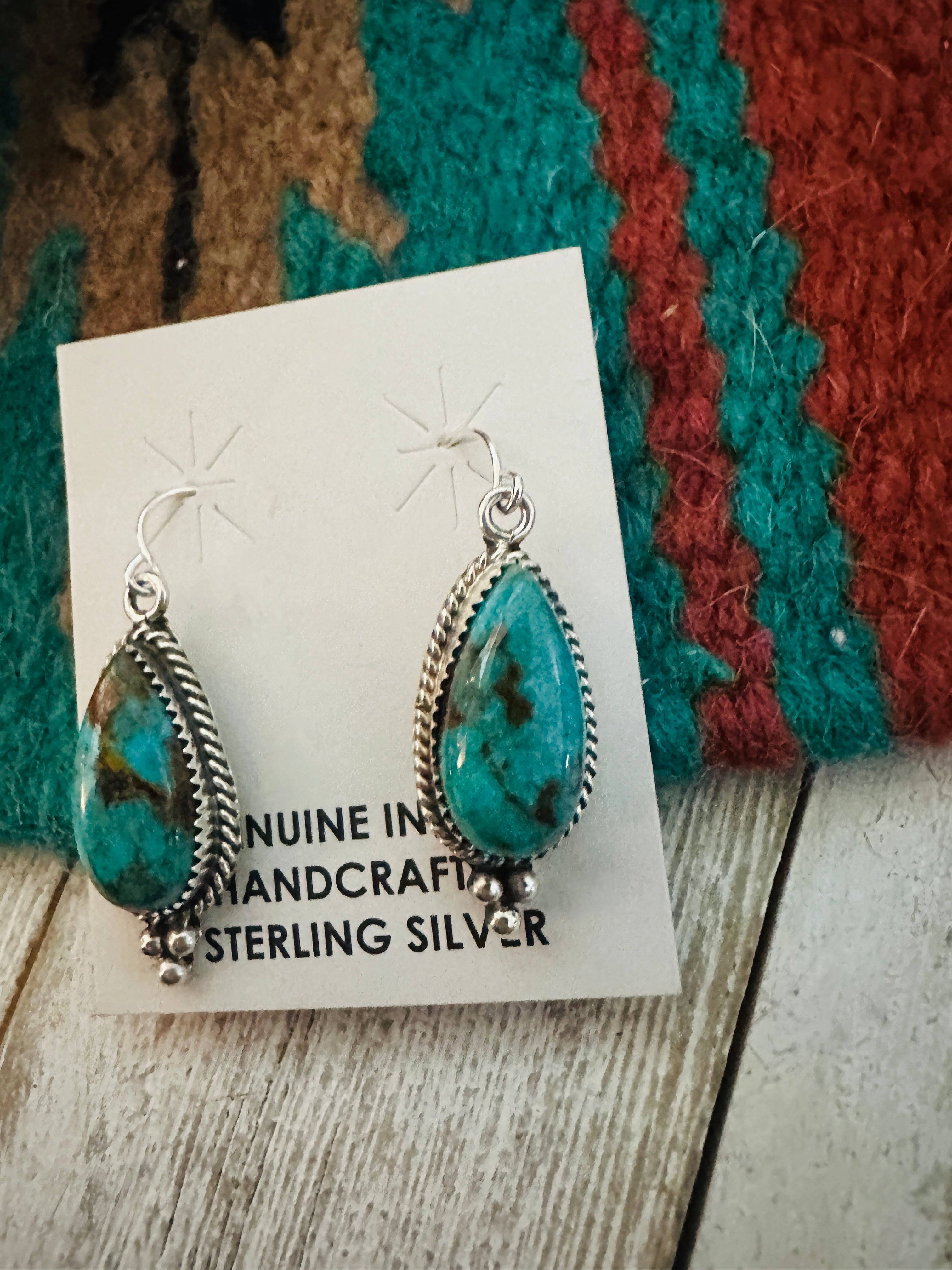 Navajo Sterling Silver & Turquoise Dangle Earrings