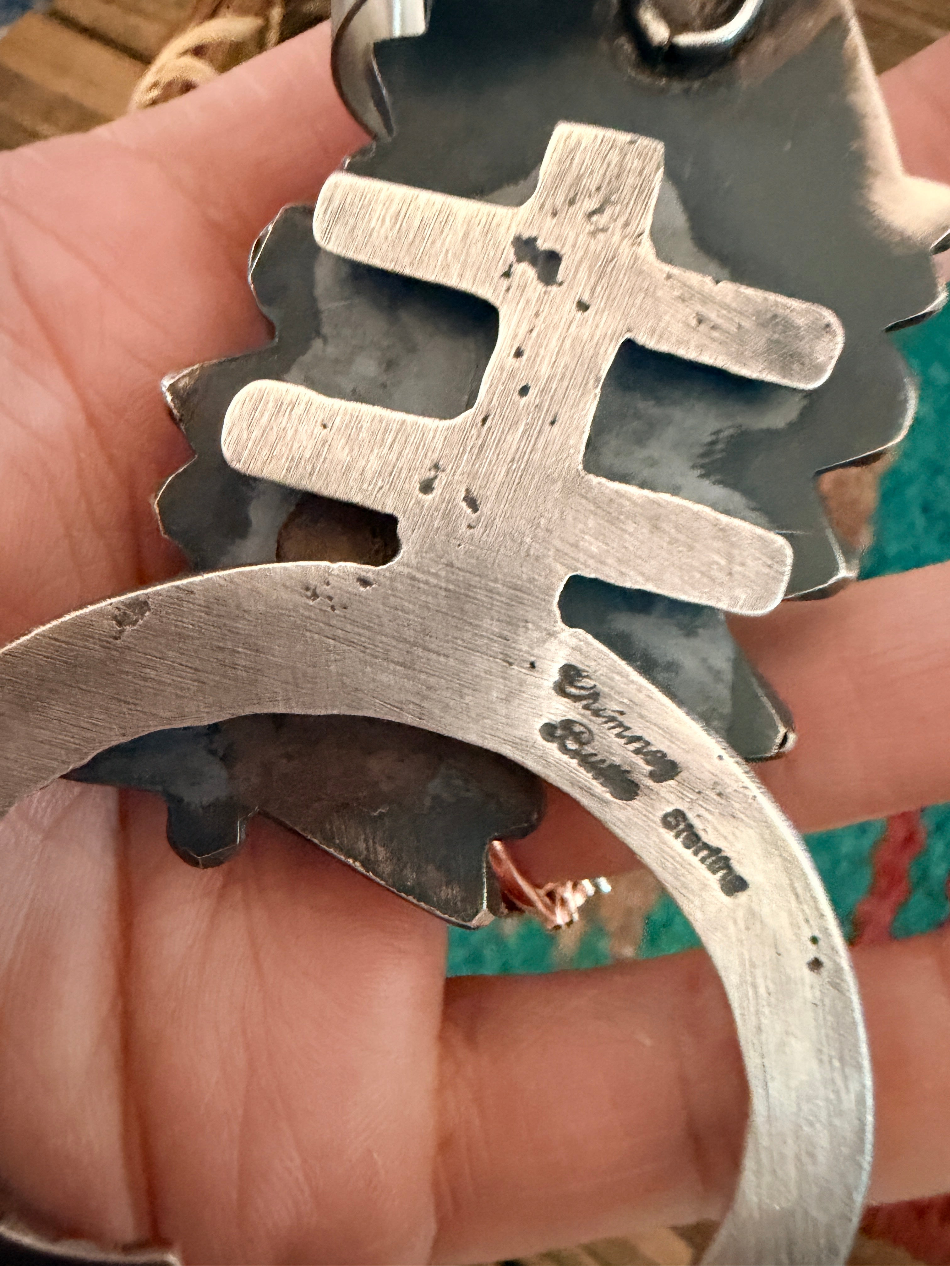 Handcrafted Sterling Silver & Sonoran Mountain Turquoise Naja Pendant by Chimney Butte