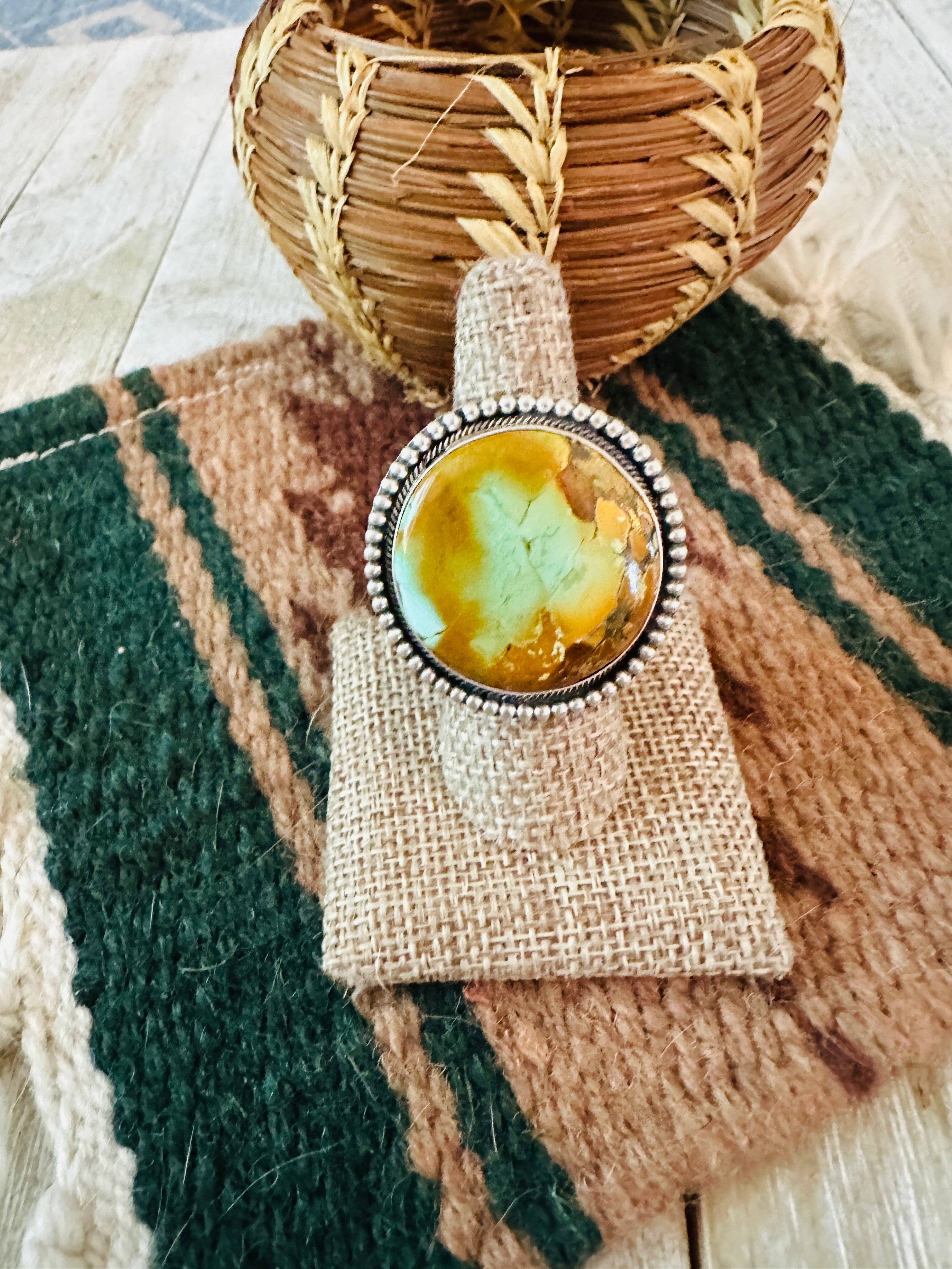 Handcrafted Sterling Silver & Royston Turquoise Ring Size 8