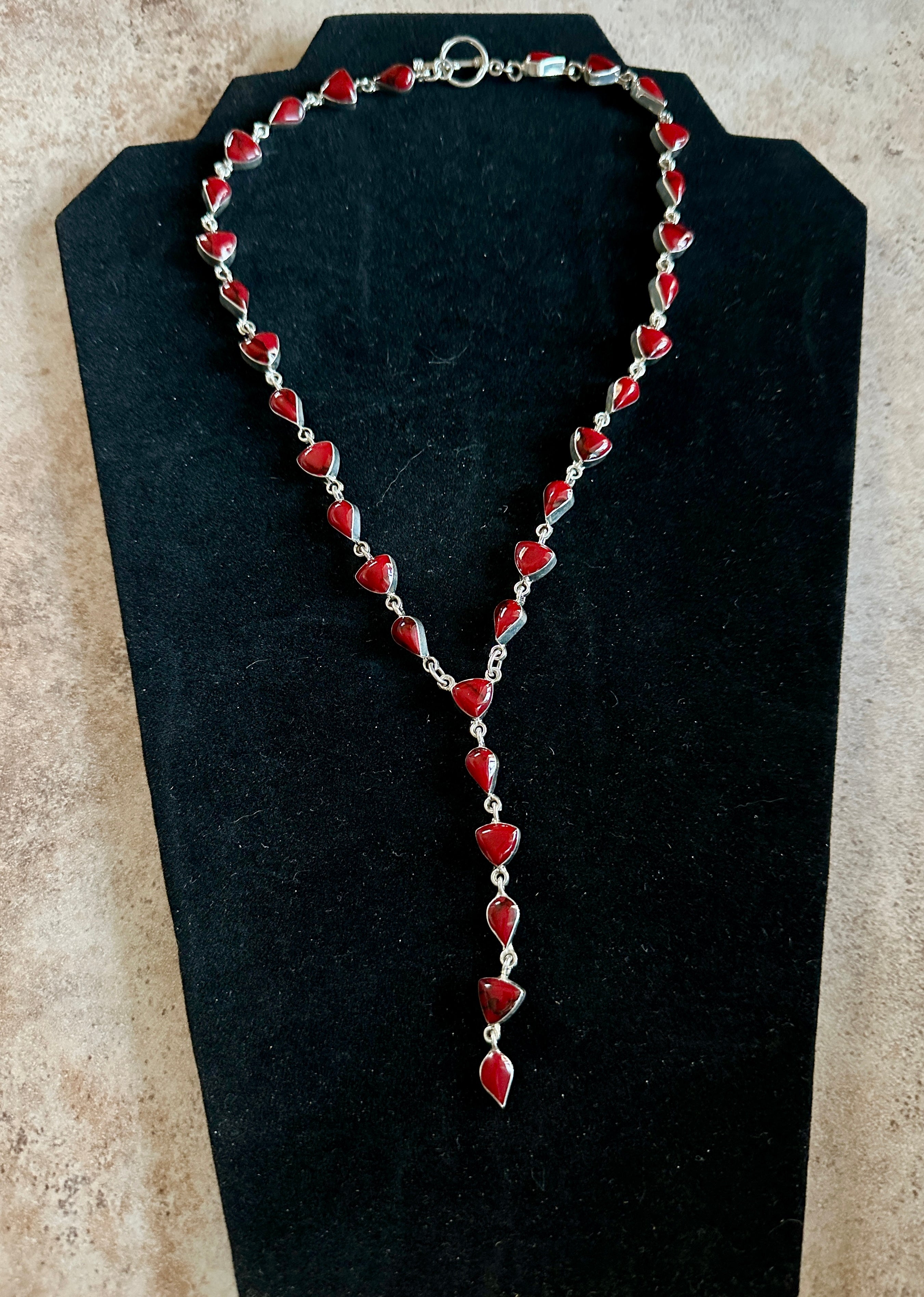 18" Red Jasper Lariat Necklace