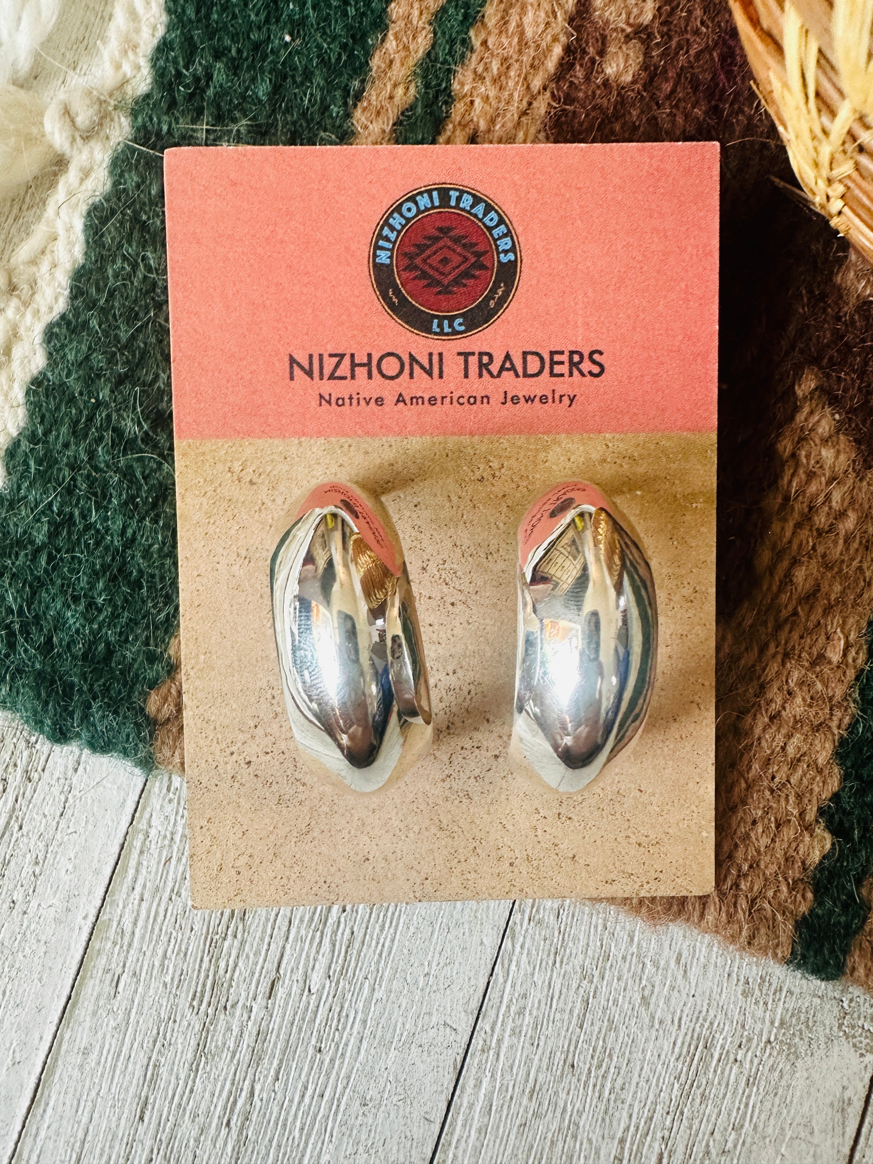 Navajo Sterling Silver Hoop Earrings