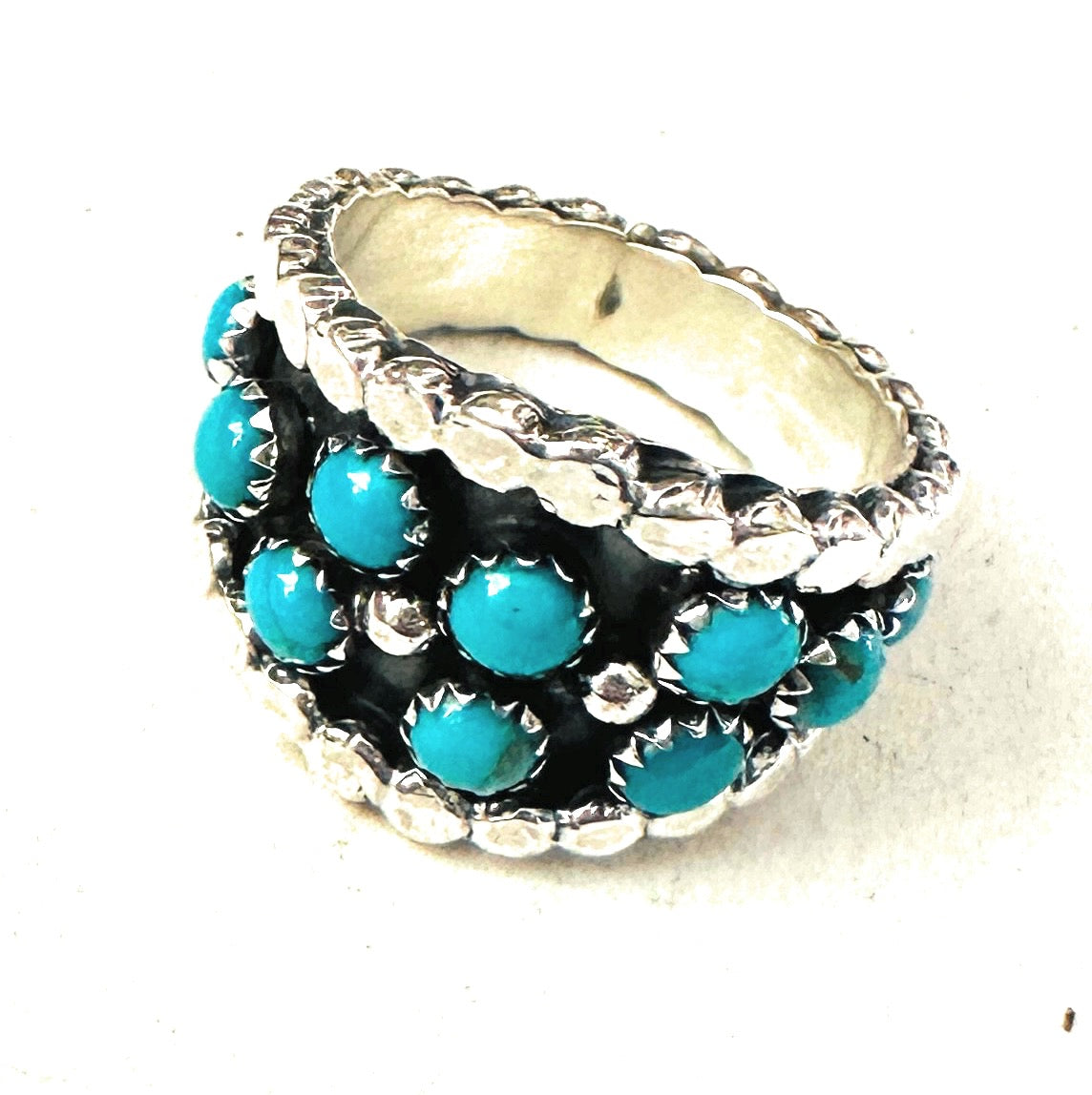 Navajo Turquoise & Sterling Silver Cigar Band Ring