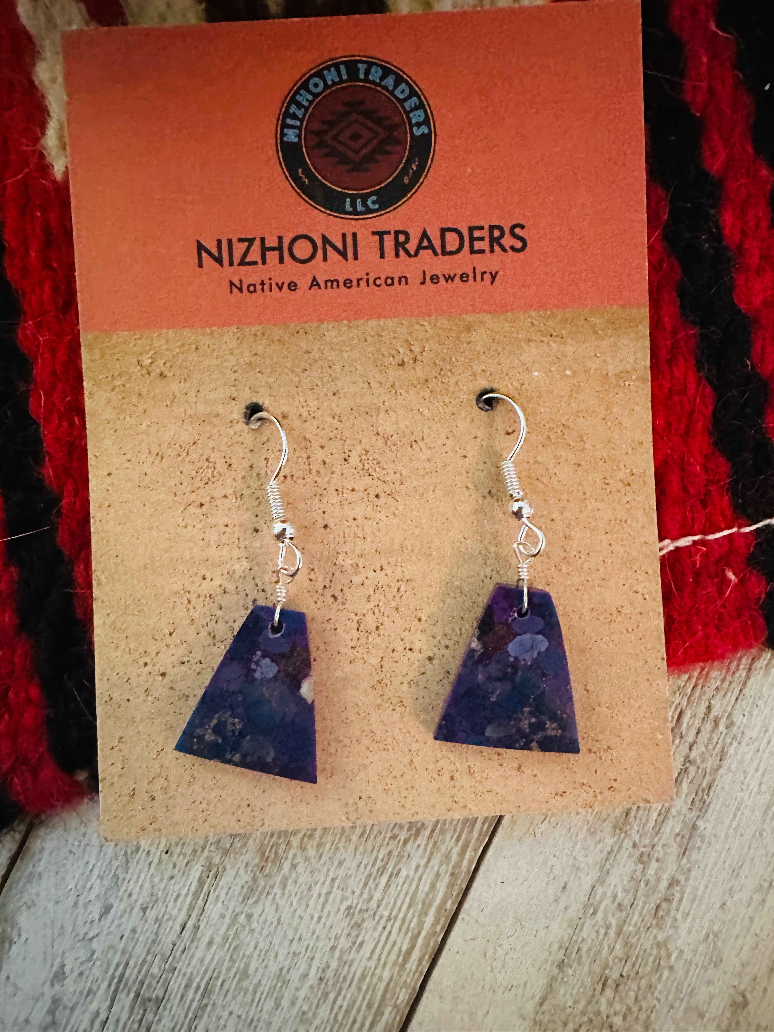 Handcrafted Sterling Silver & Purple Mojave Slab Dangle Earrings
