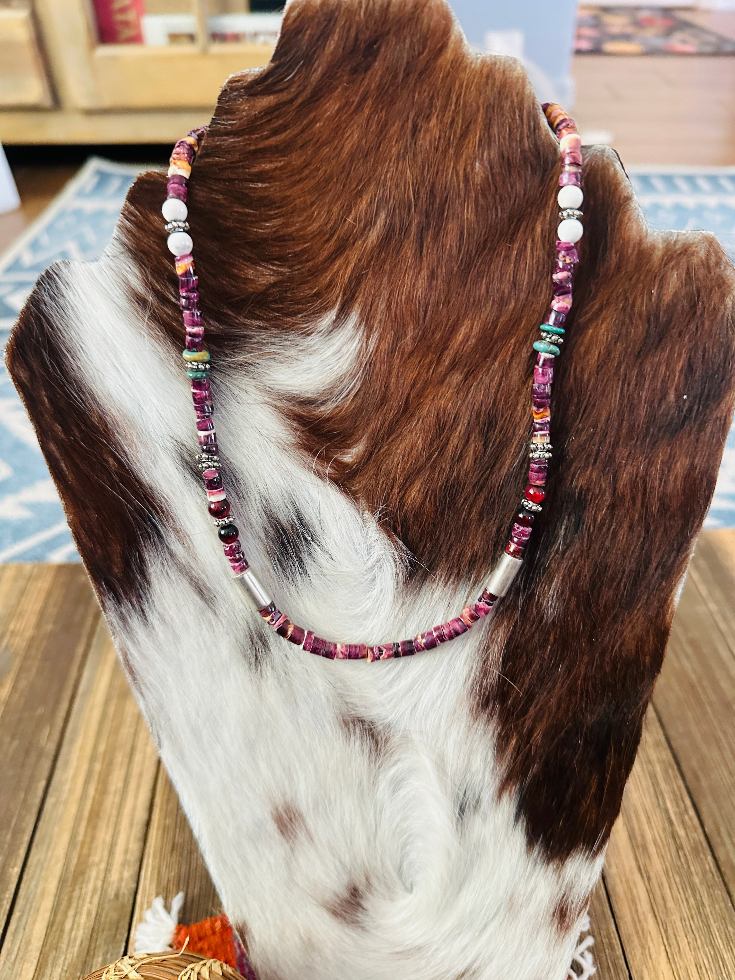 Handcrafted Multi Stone & Sterling Silver Beaded 18” Necklace by T & R Singer