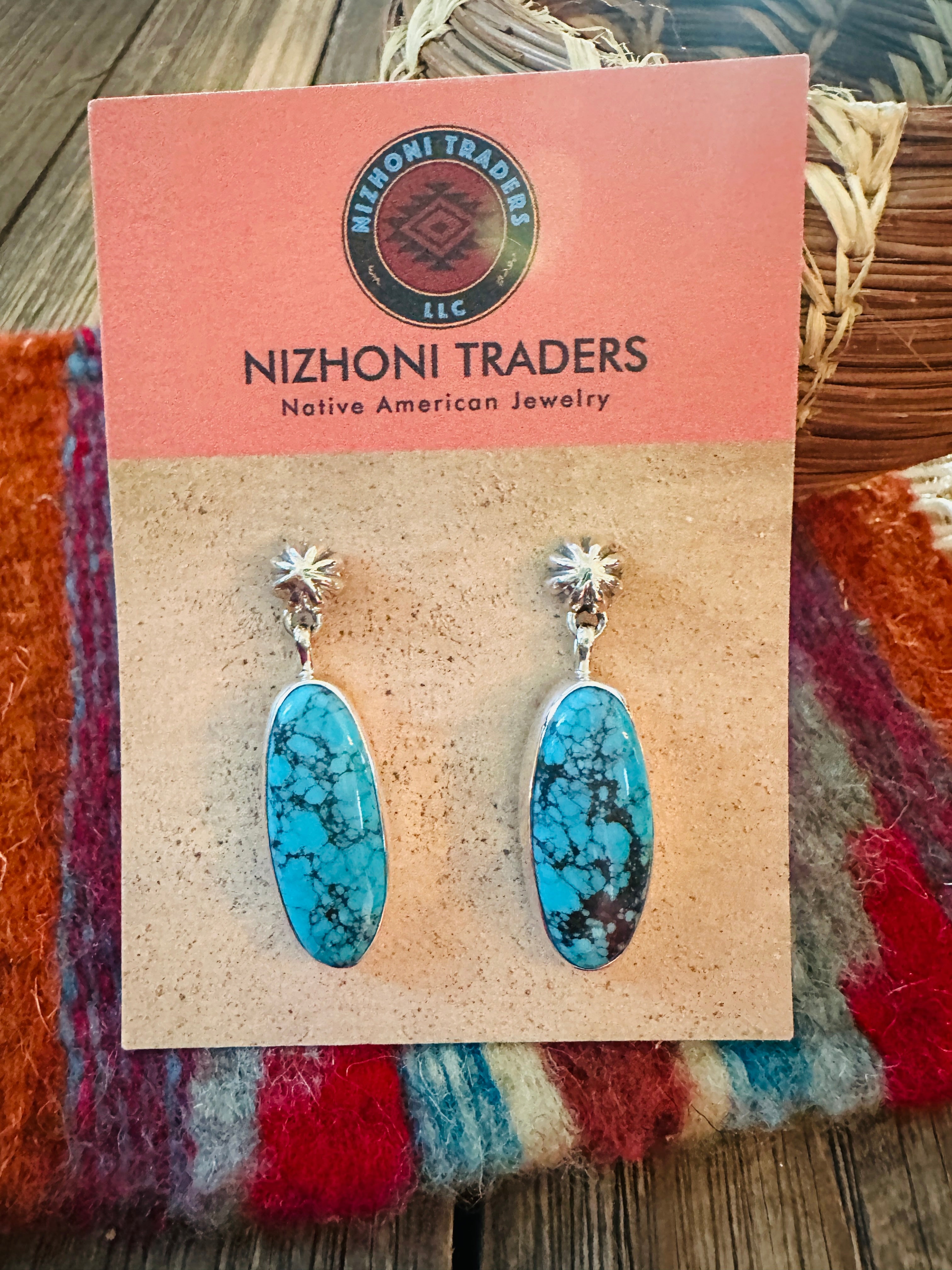 Handcrafted Kingman Turquoise & Sterling Silver Dangle Earrings